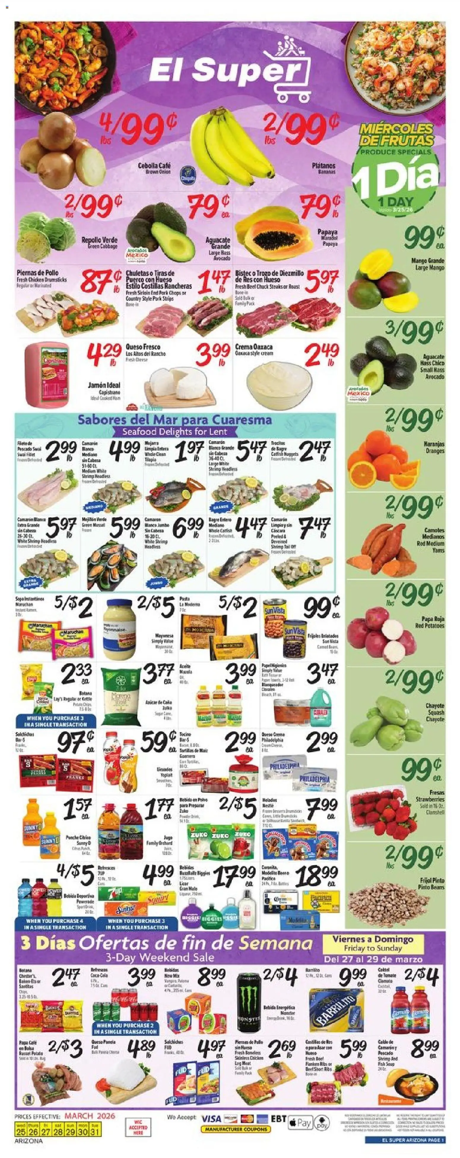 El Super Weekly Ad - AK - valid from 25.03.2026 | Page: 1 | Products: Squash, Cheese, Pork, Onion