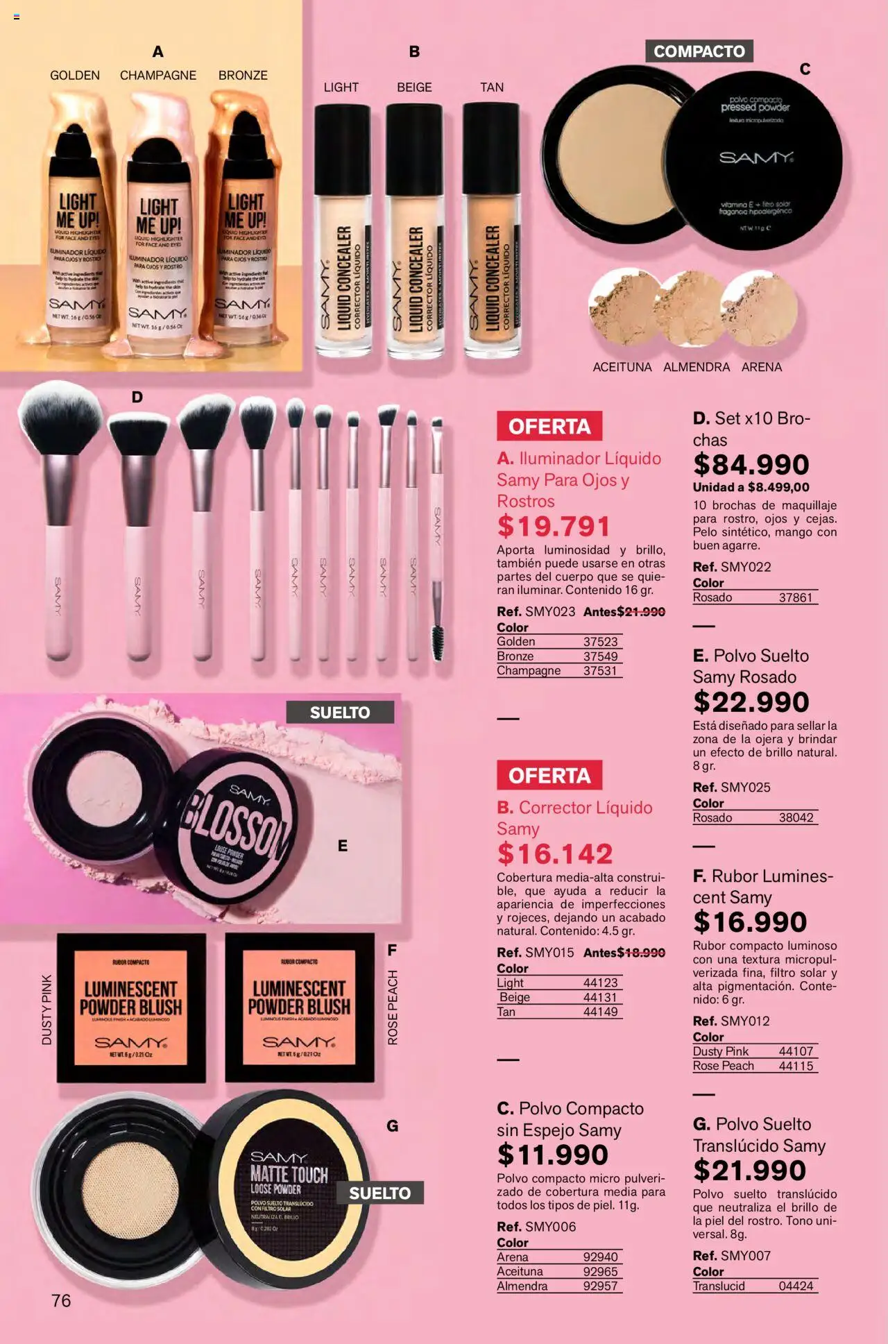 Leonisa revista - valida desde el 01.10.2025 | Página: 76 | Productos: Almendra, Iluminador, Polvo, Corrector