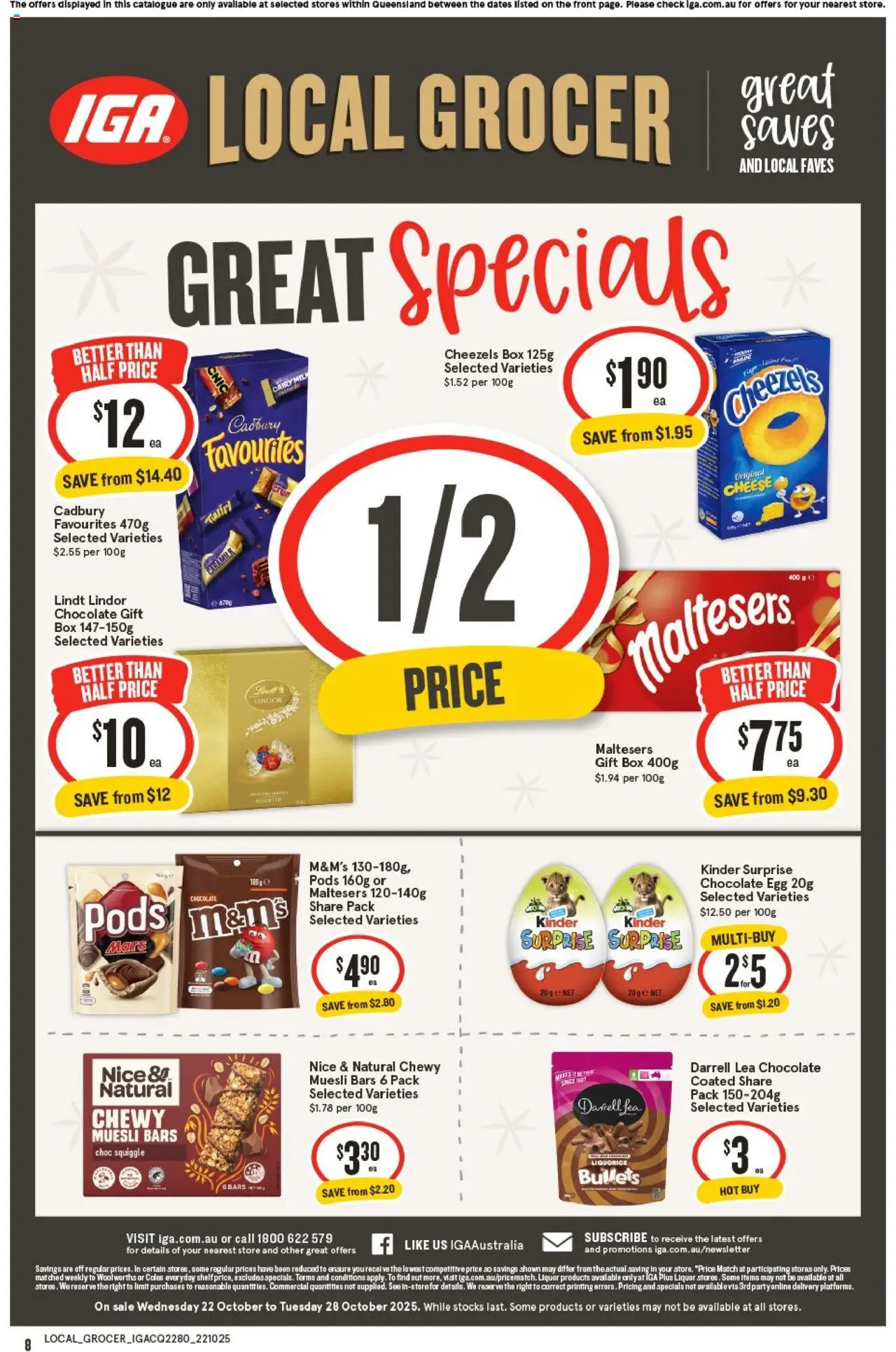IGA catalogue - valid from 22.10.2025 | Page: 8 | Products: Box, Dairy, Cheese, Chocolate