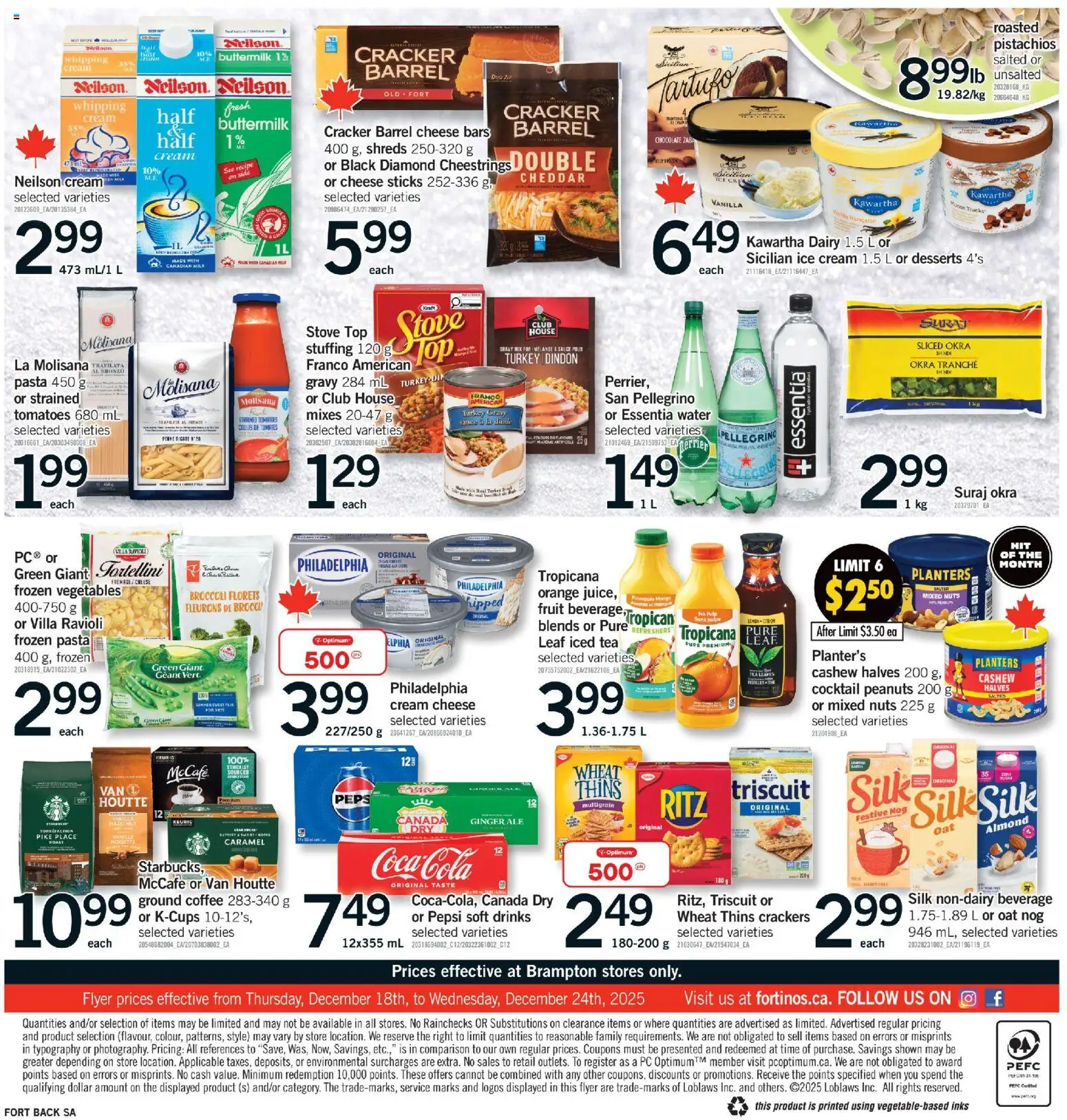 Fortinos flyer valid from 18.12.2025 | Page: 2 | Products: PC, Cheese, Coffee, Tomatoes
