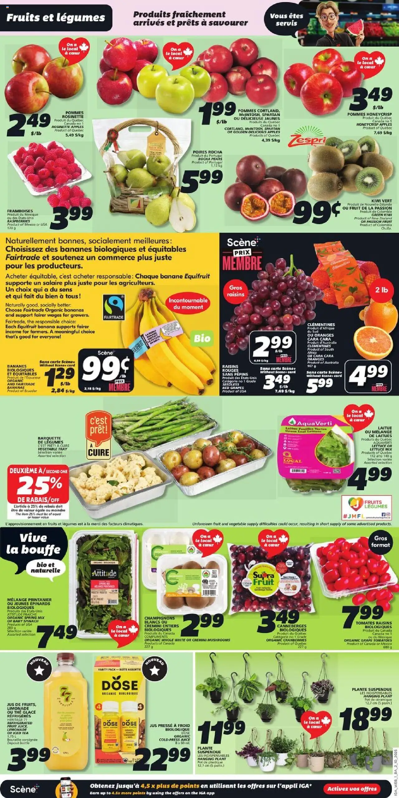 IGA flyer valid from 02.10.2025 | Page: 4 | Products: Tea, Juice, Apples, Tomatoes