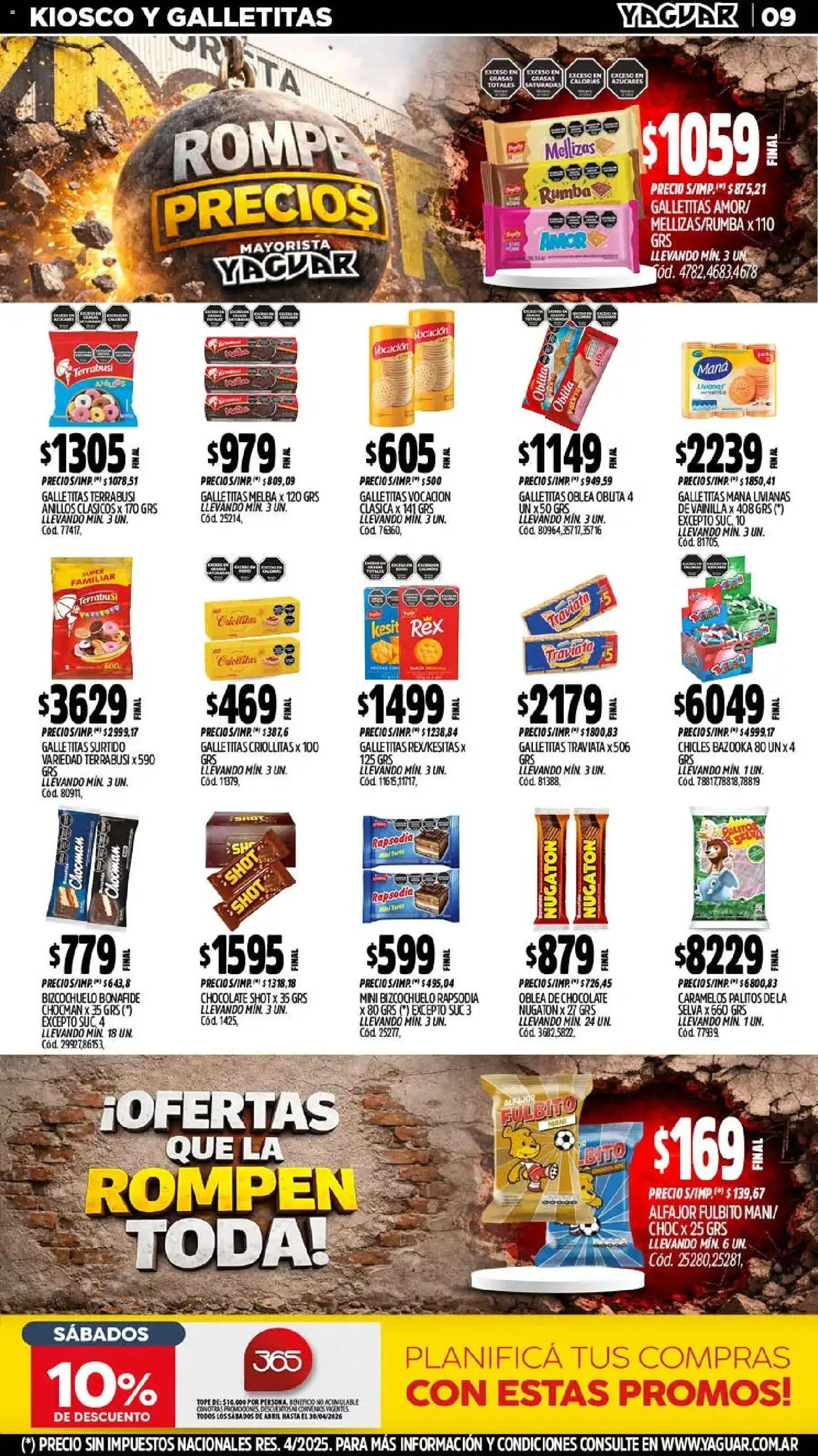 Yaguar - Oferta Semanal Neuquen │ válido desde el 13.04.2026 | Página: 9 | Productos: Galletitas, Mani, Chocolate, Alfajor