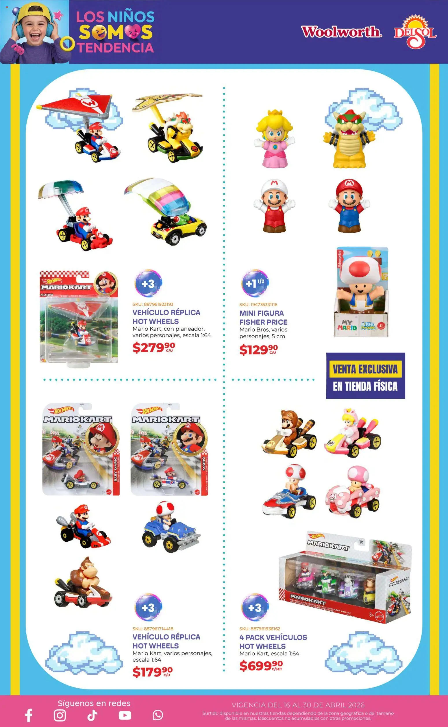 Nuevas ofertas de Del Sol y Woolworth válidas en toda la República Mexicana desde el 16.04.2026. ¡Encuentra las mejores ofertas en Del Sol y Woolworth katalog Día del Niño 2026! | Página: 4