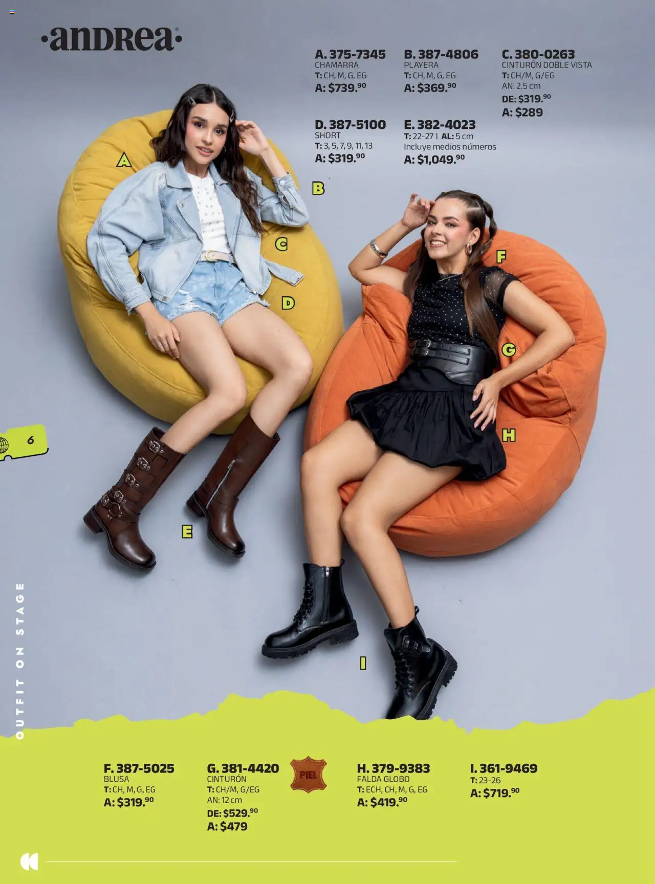 Nuevas ofertas de Andrea válidas en toda la República Mexicana desde el 28.09.2025. ¡Encuentra las mejores ofertas en Andrea - Catálogo Looks Festivales! | Página: 6 | Productos: Cinturón, Chamarra, Playera, Short
