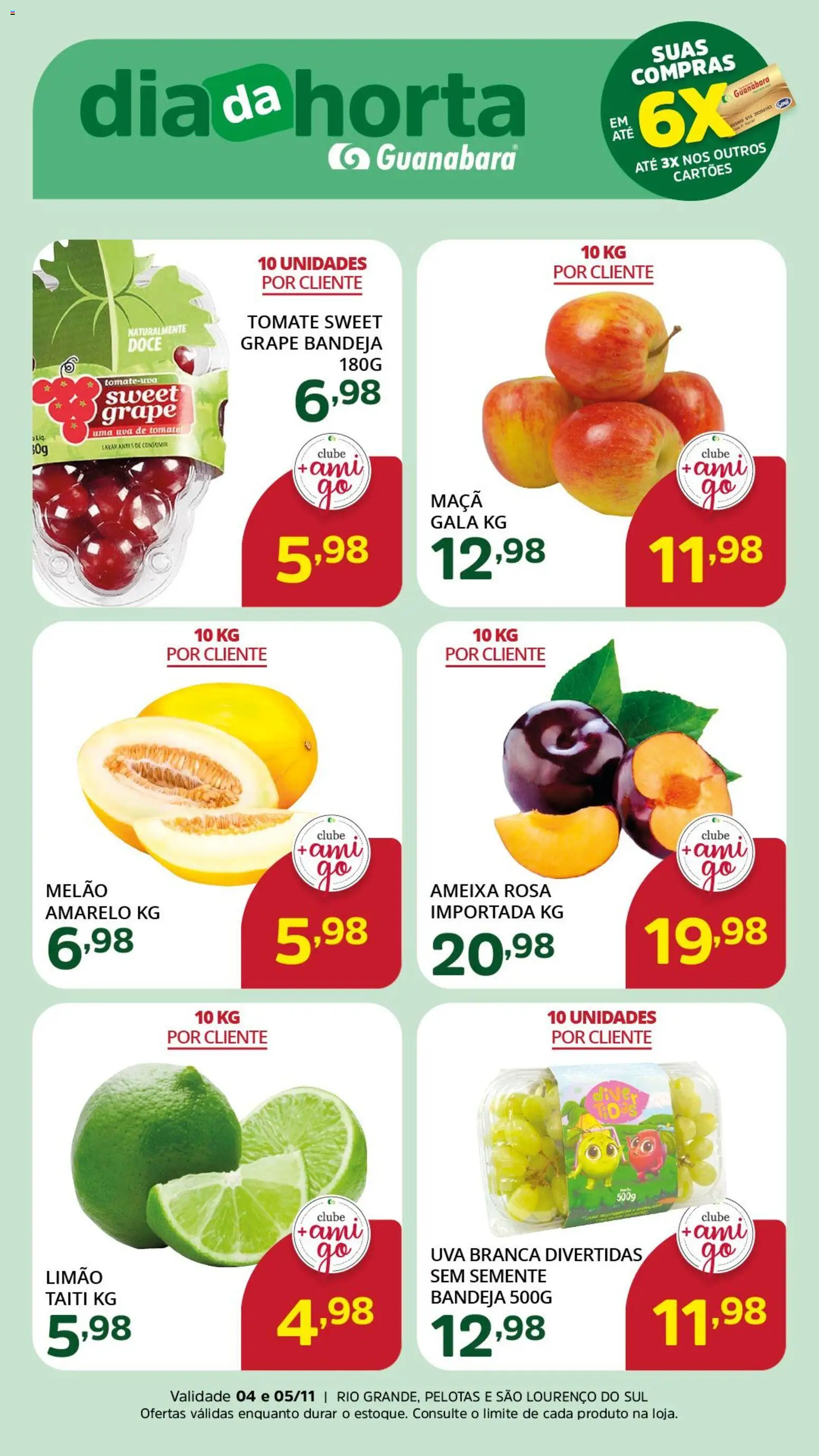 Supermercado Guanabara Folheto - válido de 04.11.2025 | Página: 3 | Produtos: Melão, Bandeja, Ameixa