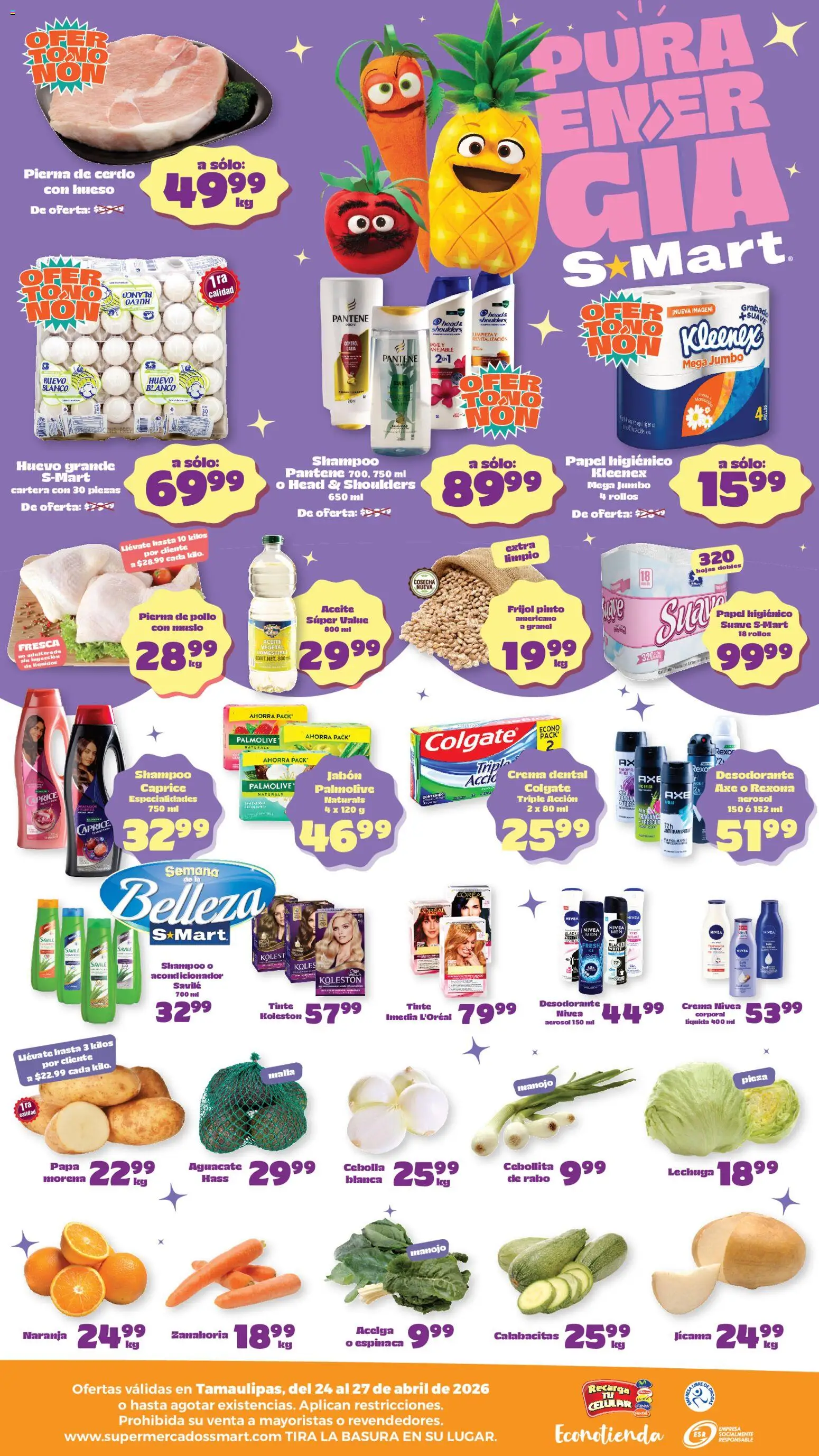 Nuevas ofertas de S-Mart válidas en toda la República Mexicana desde el 24.04.2026. ¡Encuentra las mejores ofertas en S-Mart folleto Matamoros! | Página: 2 | Productos: Cebolla, Papa, Huevo, Cerdo