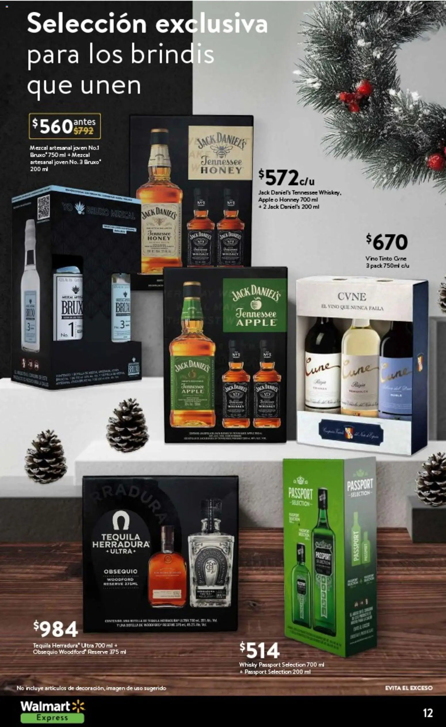 Nuevas ofertas de Walmart Express válidas en toda la República Mexicana desde el 01.12.2025. ¡Encuentra las mejores ofertas en Walmart Express folleto El lujo de compartir! | Página: 12 | Productos: Whiskey, Tequila, Vino, Whisky