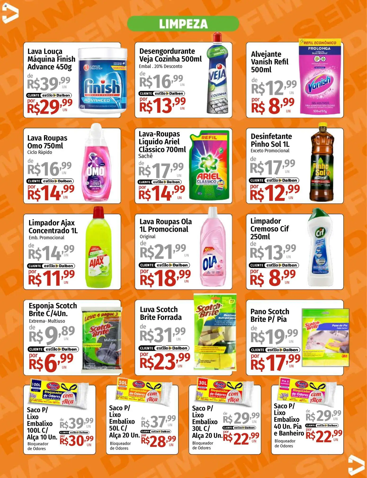 Supermercado Dalben Folheto - válido de 24.04.2026 | Página: 13 | Produtos: Esponja, Cloro, Tira manchas, Vanish