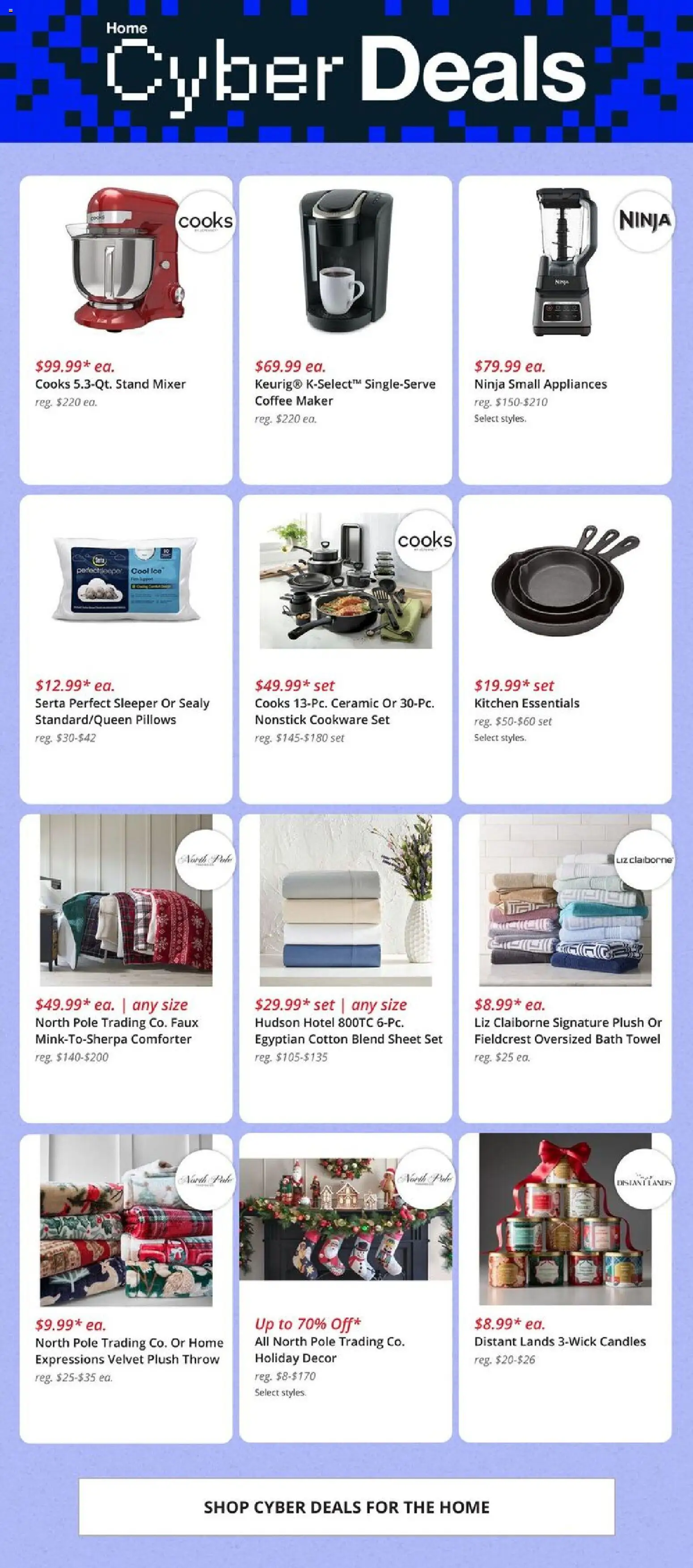 JCPenney Cyber Sale - valid from 30.11.2025 | Page: 3 | Products: Bath, Comforter, Coffee maker, Mixer
