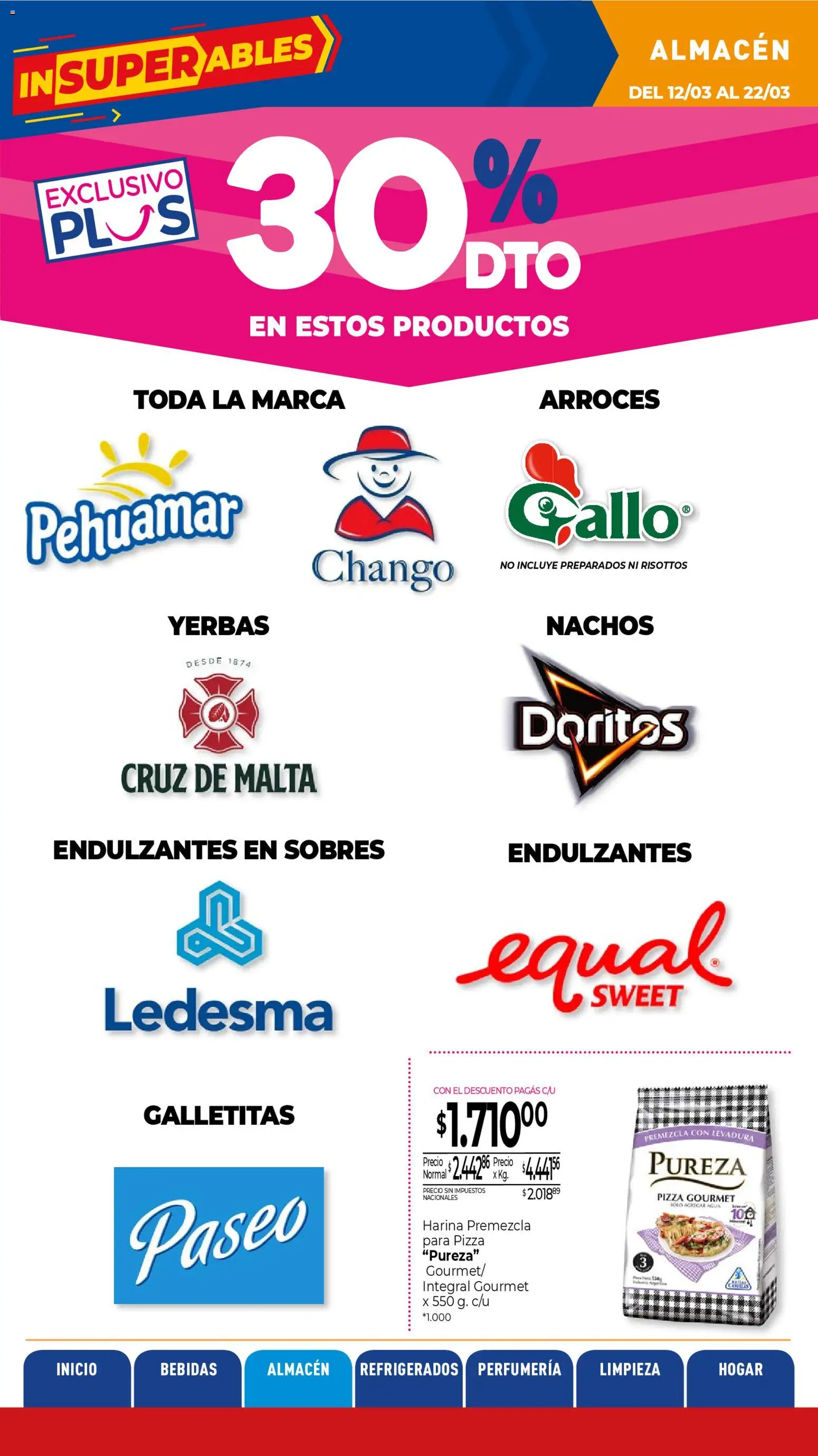 La Anonima catálogo │ válido desde el 13.03.2026 | Página: 12 | Productos: Galletitas, Harina, Agua, Pizza