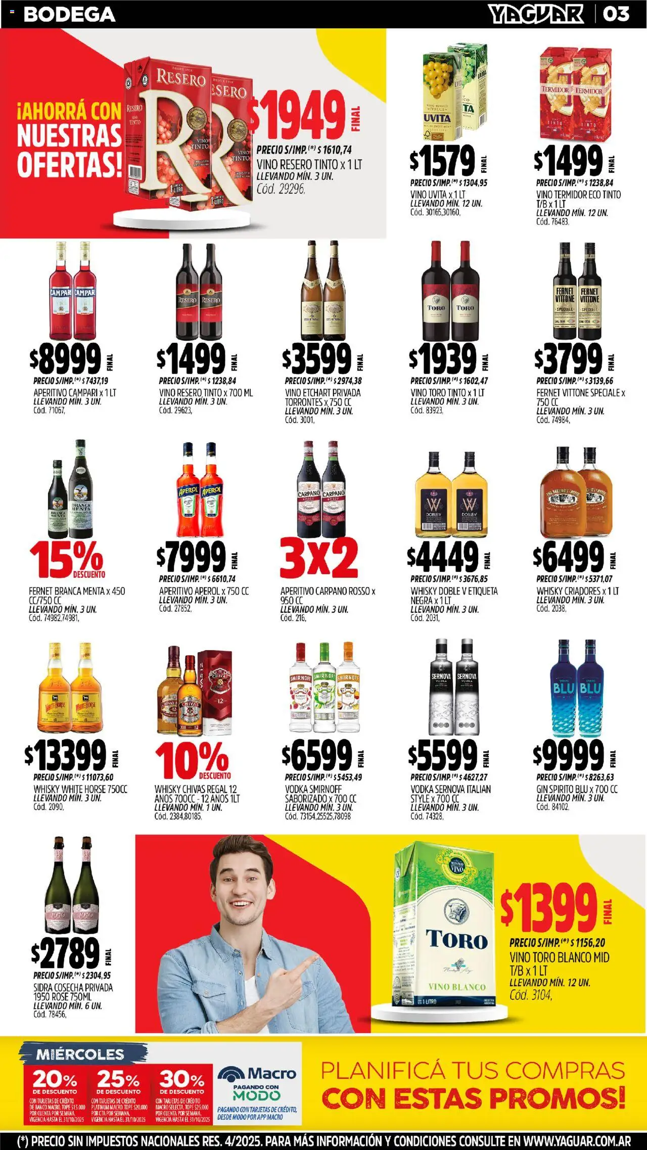 Yaguar - Misiones │ válido desde el 20.10.2025 | Página: 3 | Productos: Whisky, Gin, Fernet, Vino