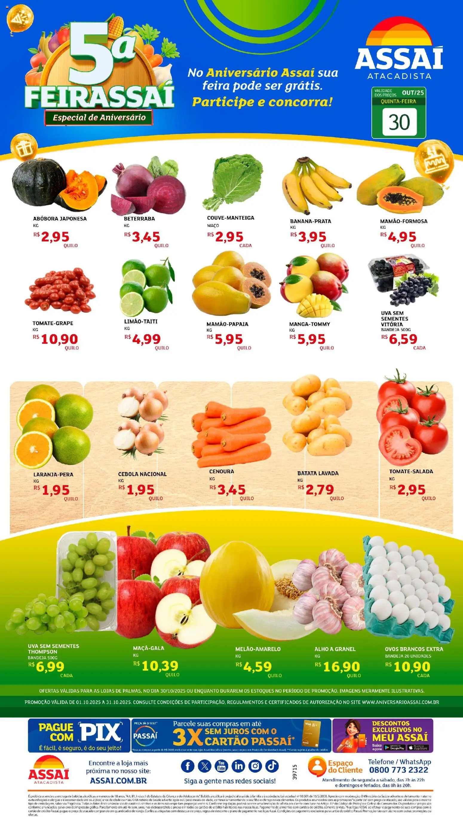 Assaí Atacadista Folheto - válido de 30.10.2025 | Página: 1 | Produtos: Alho, Base, Cenoura, Bebida