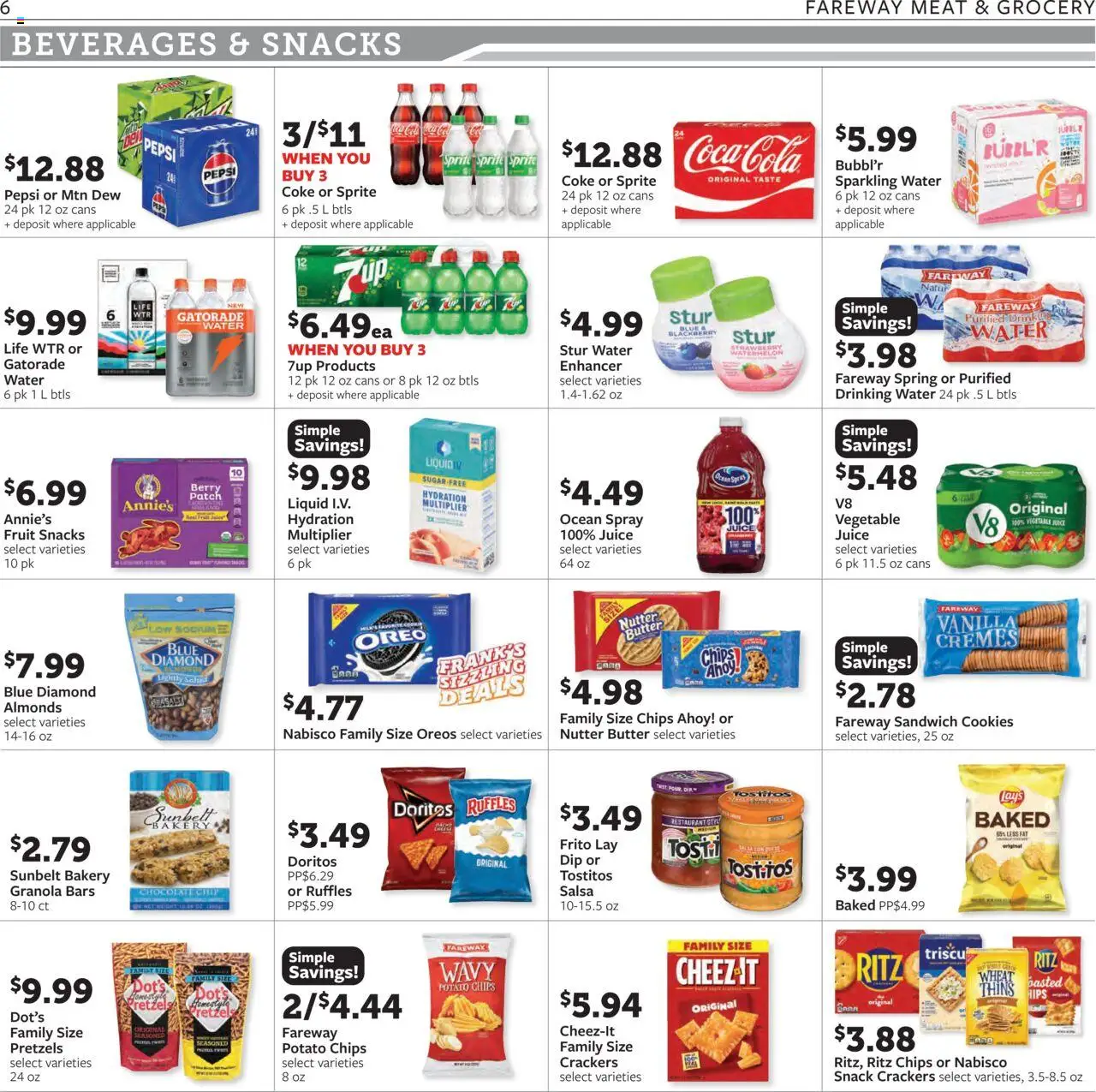 Fareway Weekly Ad - valid from 08.09.2025 | Page: 6 | Products: Chocolate, Chips, Water, Chocolate Chip