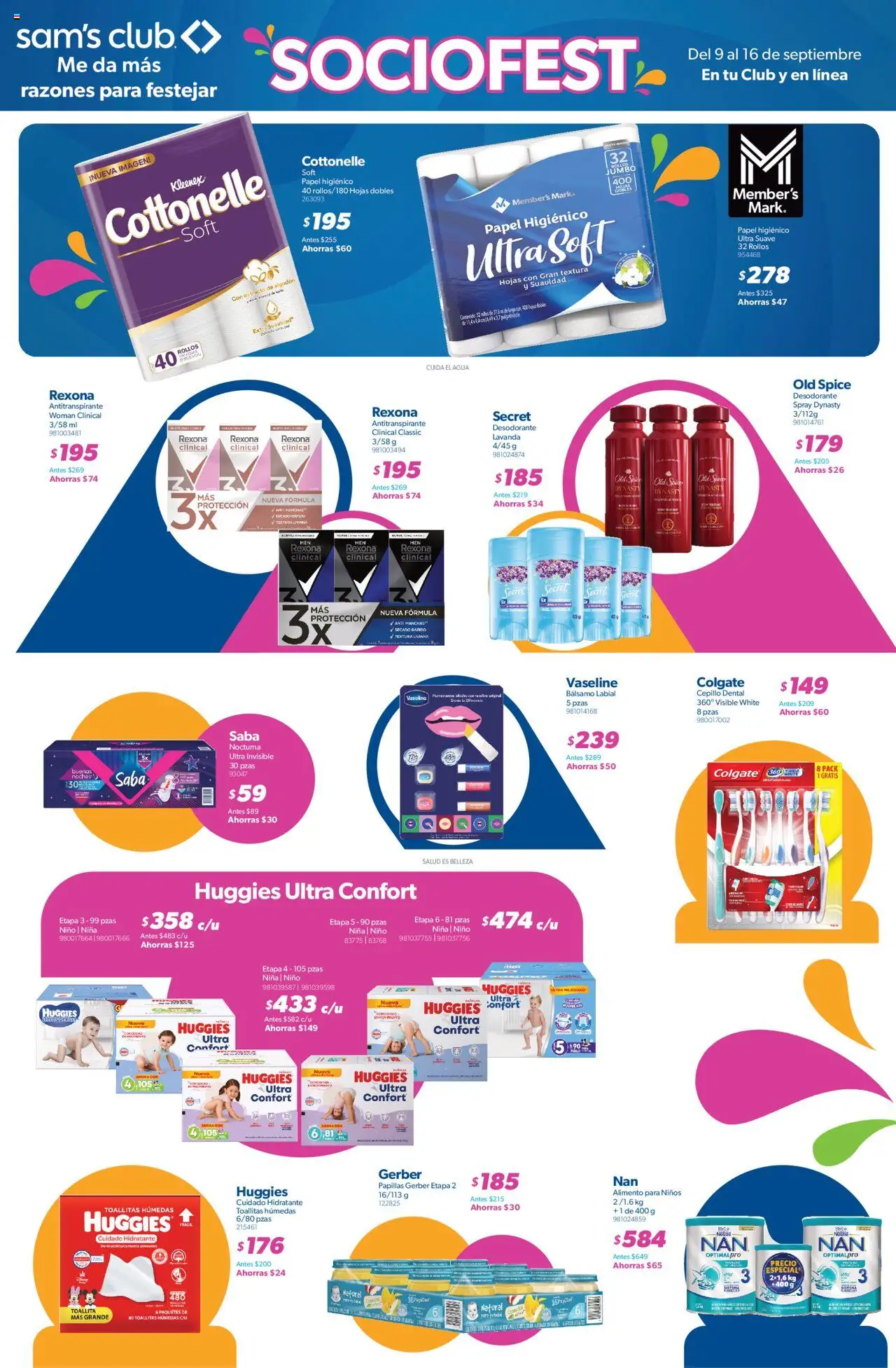 Nuevas ofertas de Sam's Club válidas en toda la República Mexicana desde el 09.09.2025. ¡Encuentra las mejores ofertas en Sam's Club - Catálogo Socio Fest Frontera! | Página: 14 | Productos: Desodorante, Toallitas húmedas, Papel higiénico, Algodón