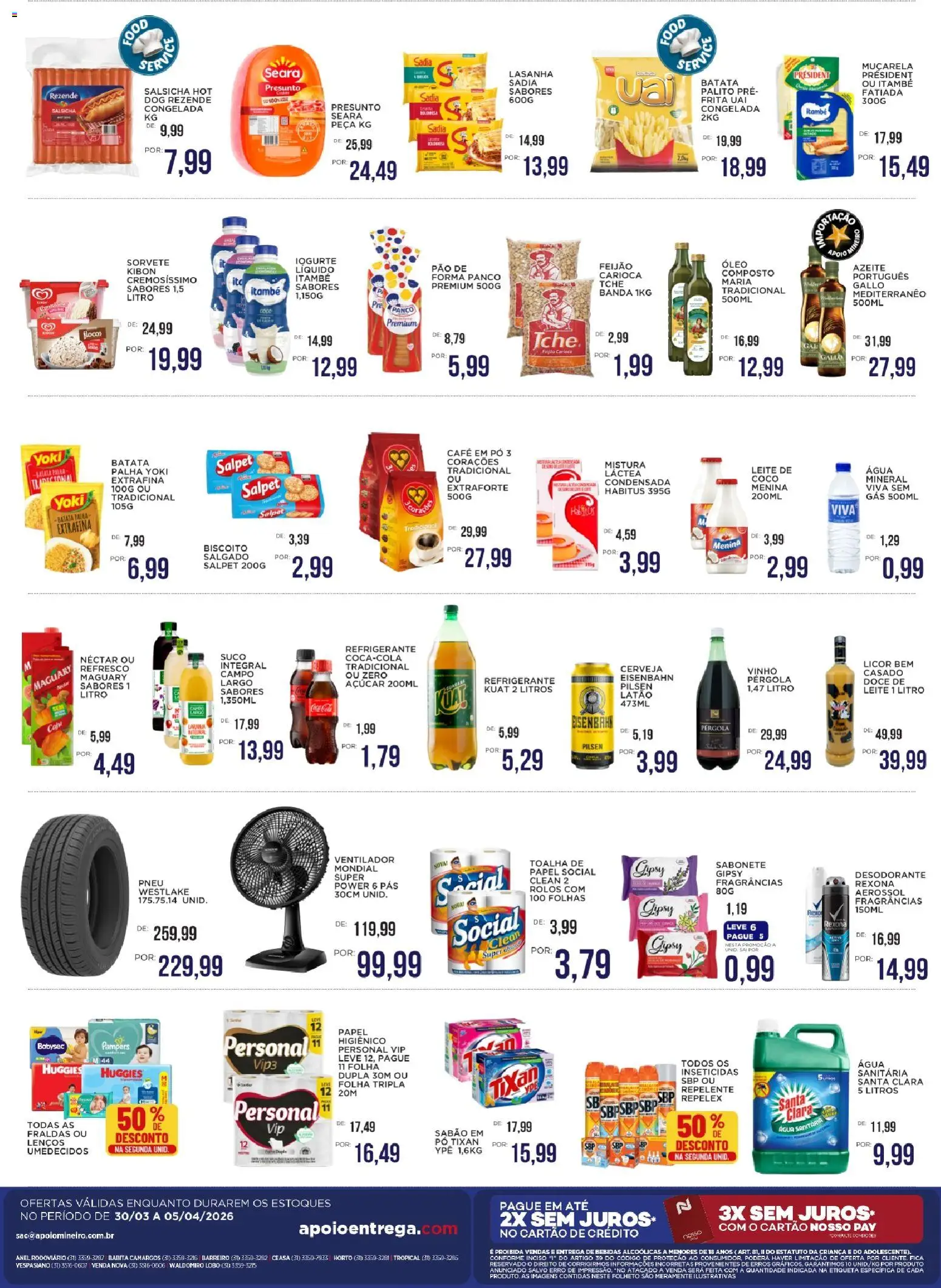 Apoio Mineiro Folheto - válido de 30.03.2026 | Página: 2 | Produtos: Presunto, Flocos, Batata, Azeite