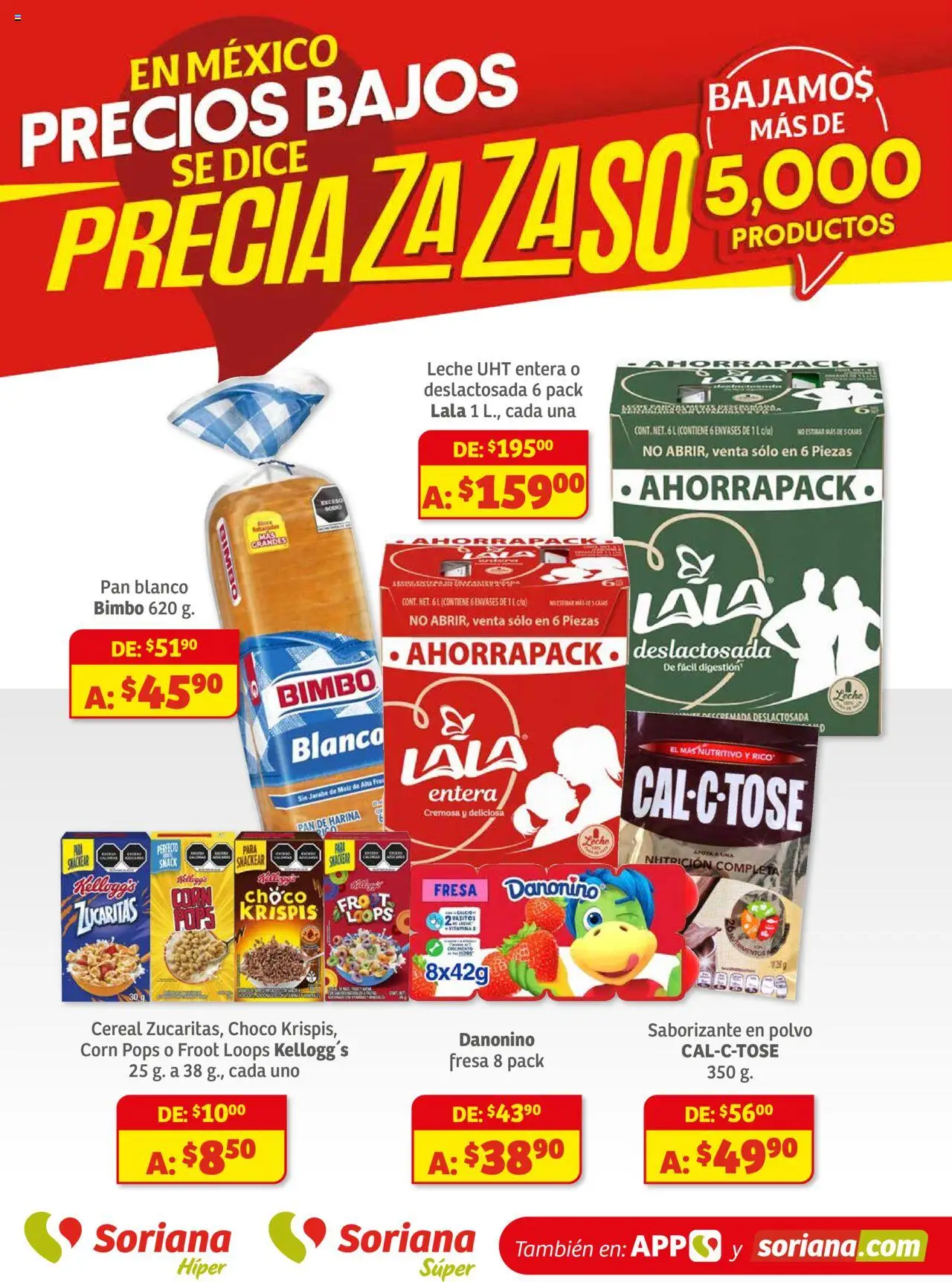 Nuevas ofertas de Soriana válidas en toda la República Mexicana desde el 28.08.2025. ¡Encuentra las mejores ofertas en Soriana - Preciazazaso Híper: Valle de México! | Página: 1 | Productos: Fresa, Harina, Pan, Polvo
