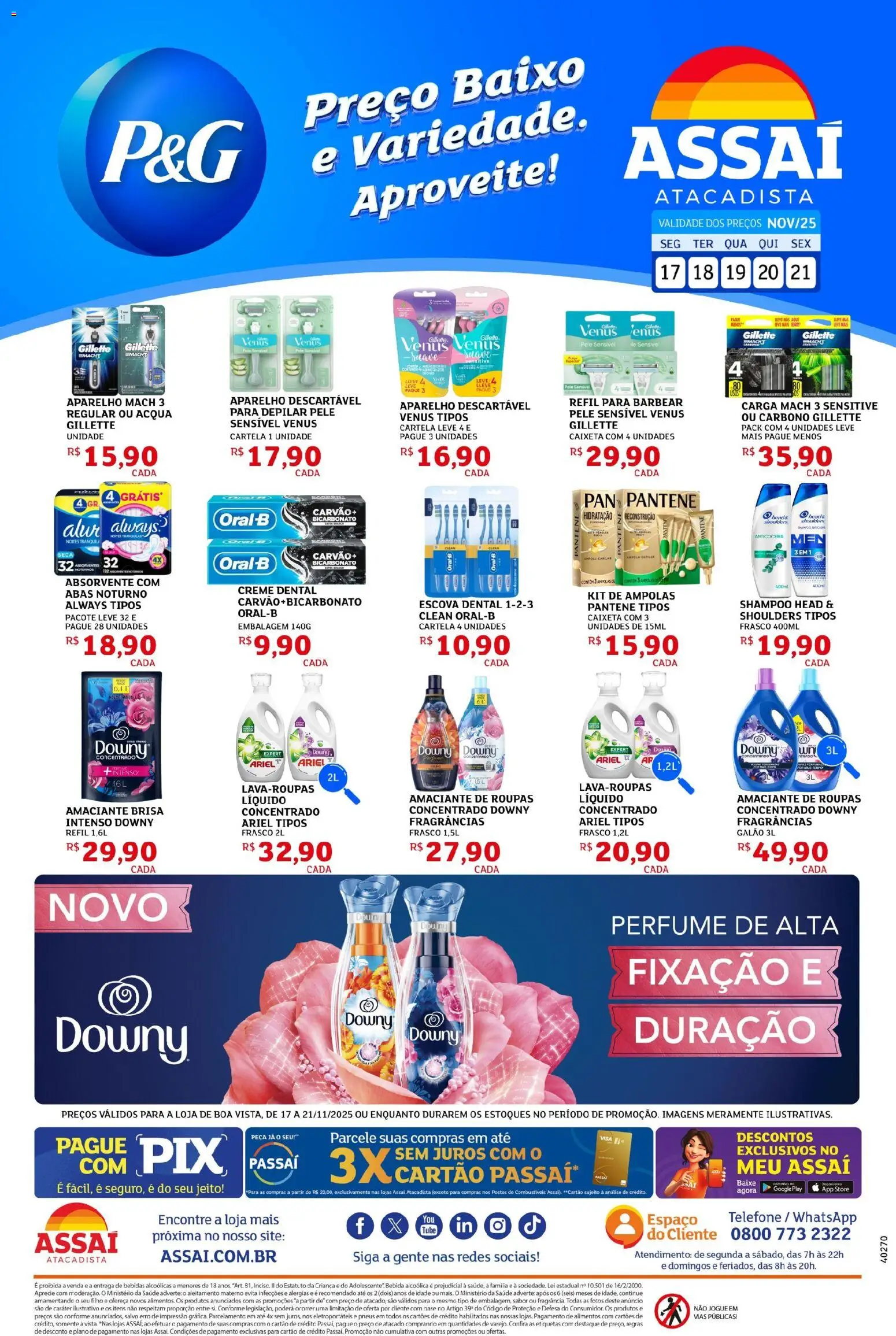 Assaí Atacadista Folheto - válido de 17.11.2025 | Página: 1 | Produtos: Perfume, Ariel, Creme dental, Absorvente