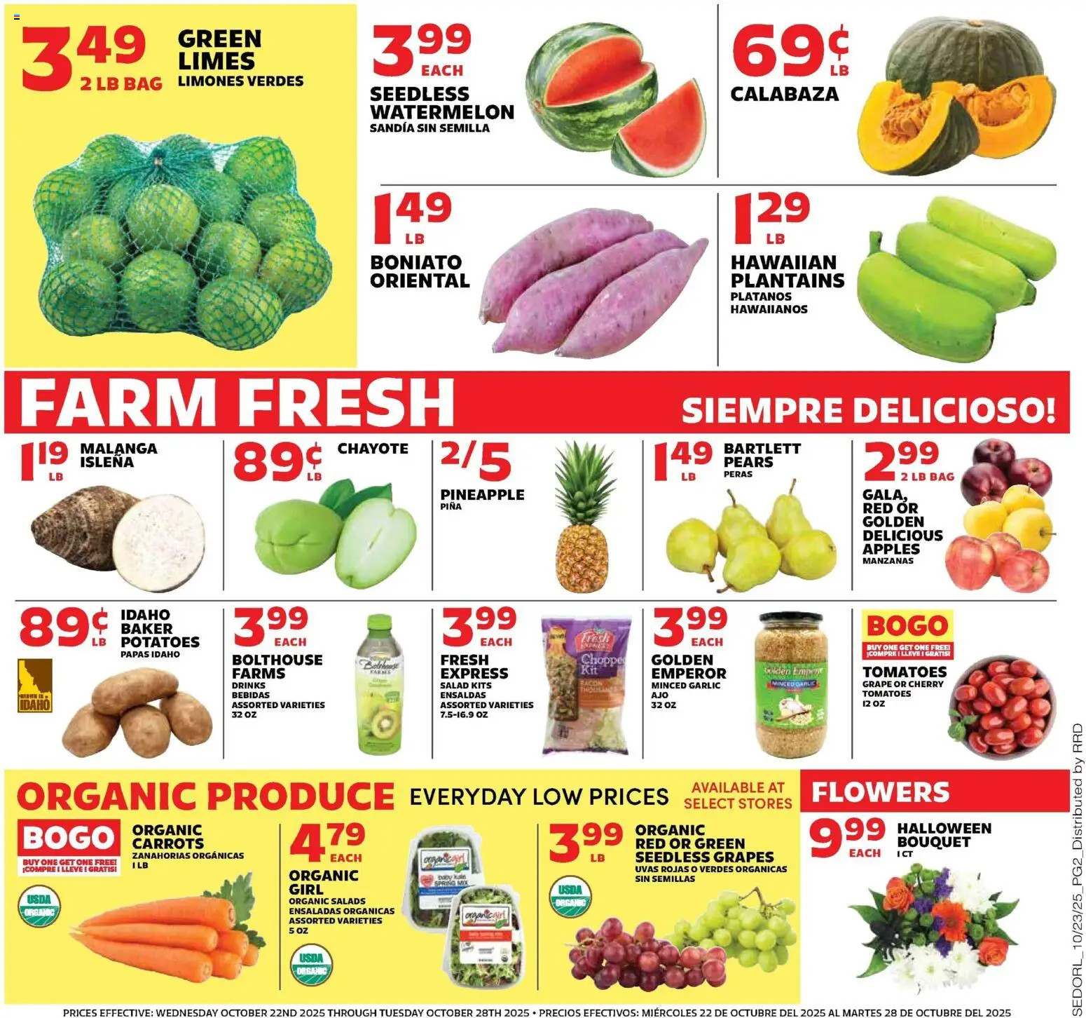 Sedano's Weekly Ad - valid from 22.10.2025 | Page: 2 | Products: Tomatoes, Salad, Garlic, Bag