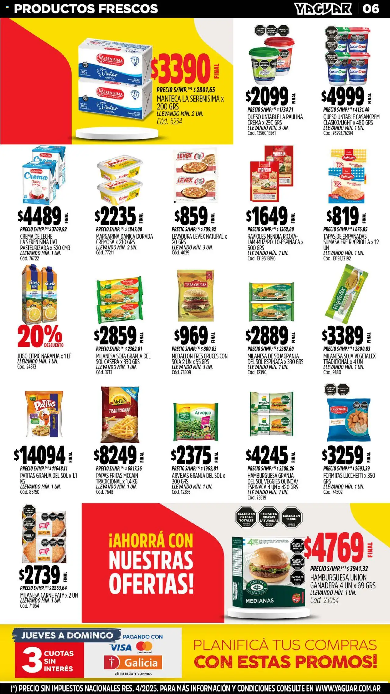 Yaguar - Trelew │ válido desde el 15.09.2025 | Página: 7 | Productos: Arvejas, Queso, Margarina, Papas fritas