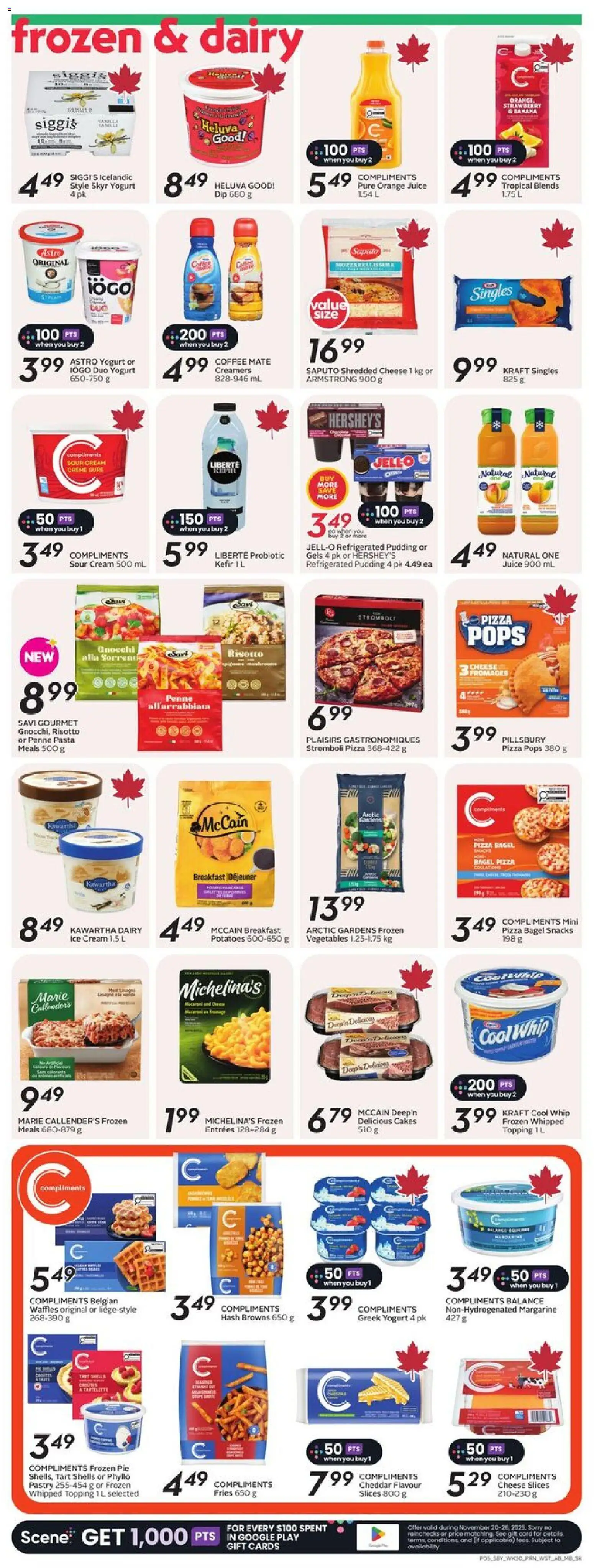 Safeway flyer valid from 20.11.2025 | Page: 8 | Products: Pasta, Potatoes, Coffee, Pizza