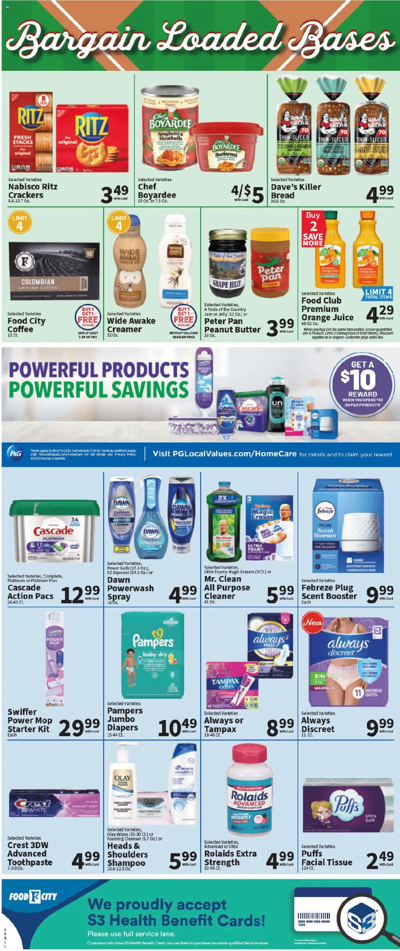 Food City Weekly Ad - valid from 30.07.2025 | Page: 7 | Products: Pan, Shampoo, Bread, Coffee