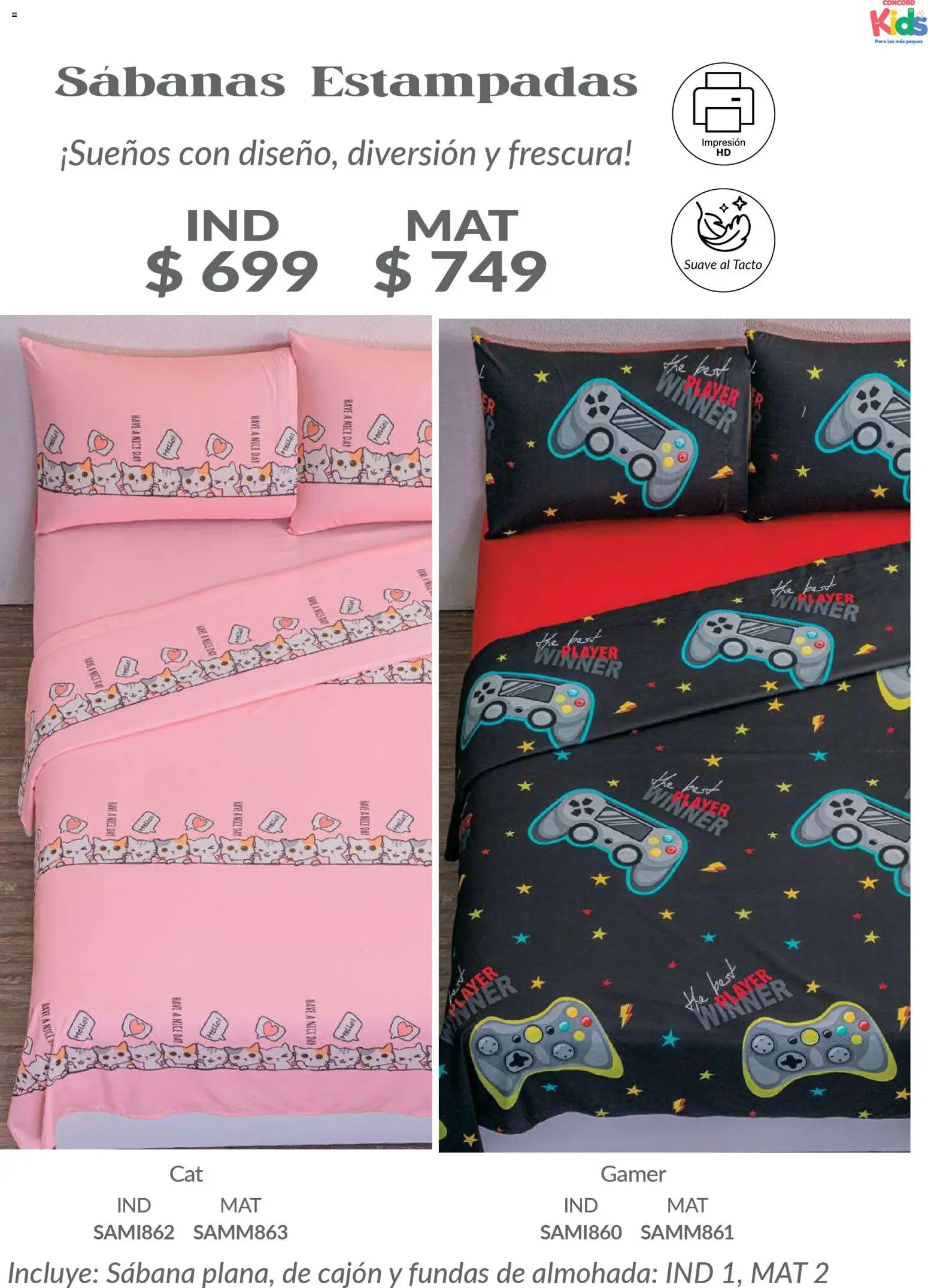 Nuevas ofertas de Colchas Concord válidas en toda la República Mexicana desde el 01.02.2026. ¡Encuentra las mejores ofertas en Colchas Concord catálogo Kids! | Página: 43 | Productos: Almohada, Sabanas