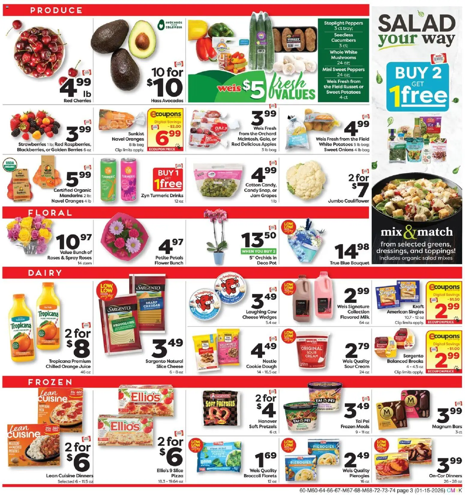 Weis Weekly Circular - MD - valid from 15.01.2026 | Page: 6 | Products: Cream, Cucumbers, Grapes, Cauliflower