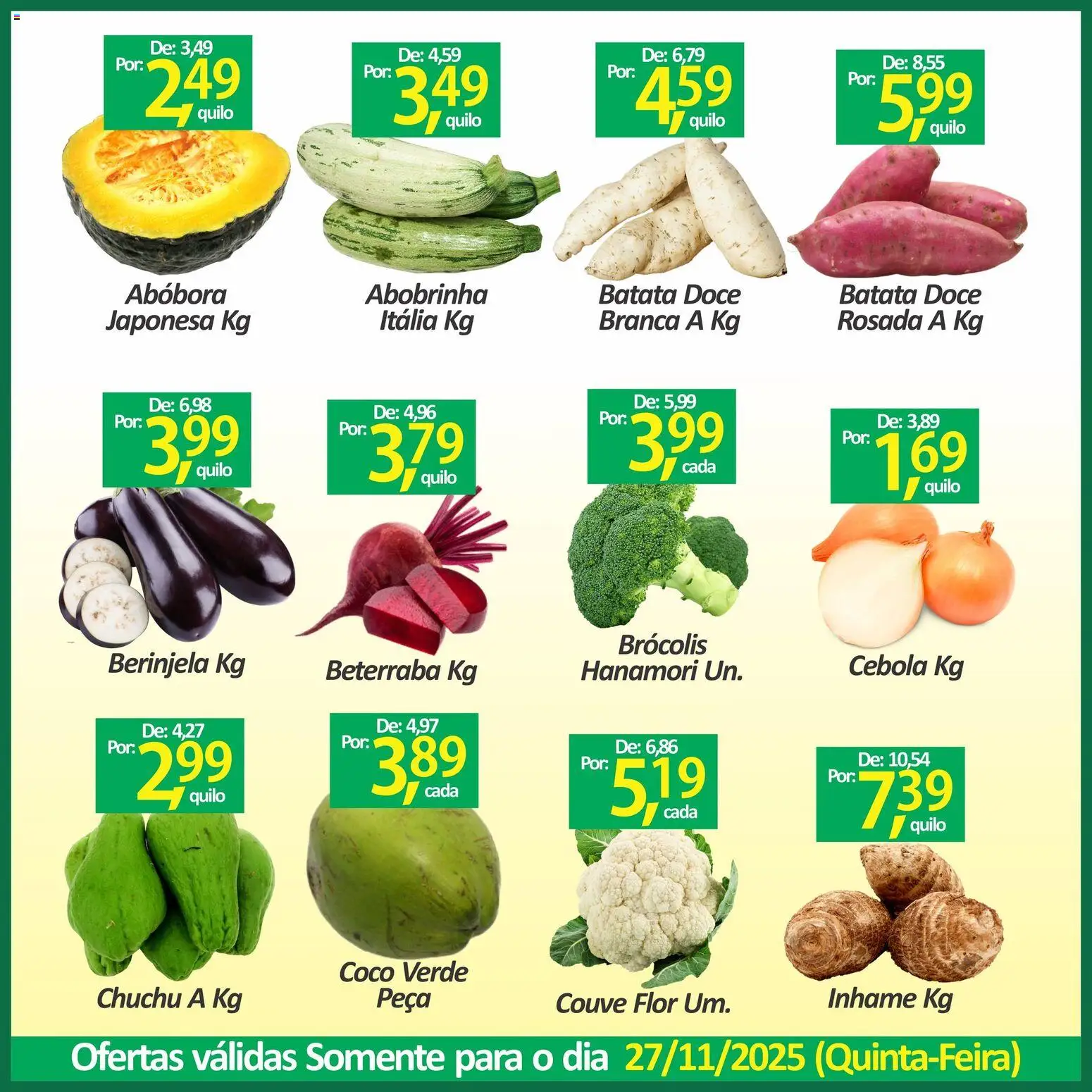 Big Supermercados Folheto - válido de 27.11.2025 | Página: 2 | Produtos: Chuchu, Berinjela, Cebola, Couve