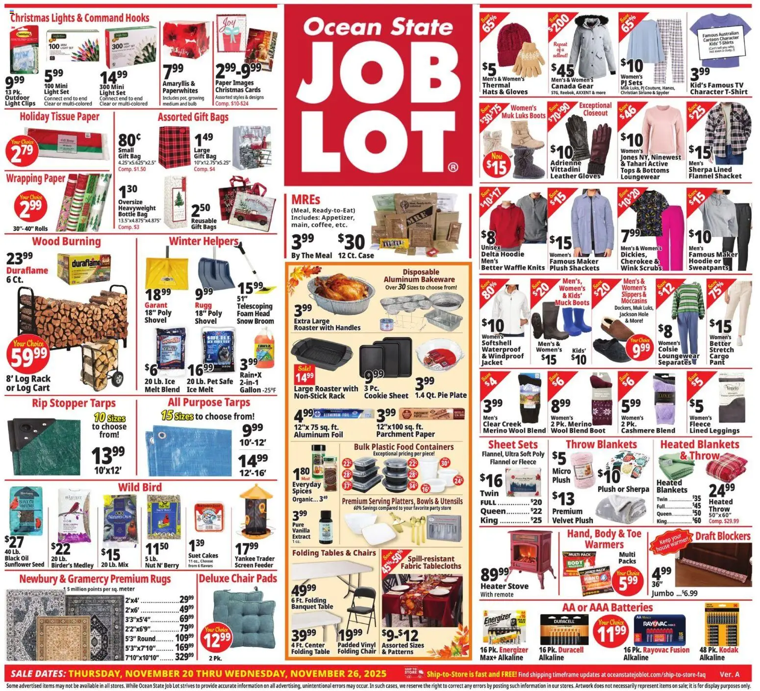 Ocean State Job Lot Weekly Ad - valid from 20.11.2025 | Page: 1 | Products: Chair, Leggings, Boots, Stove