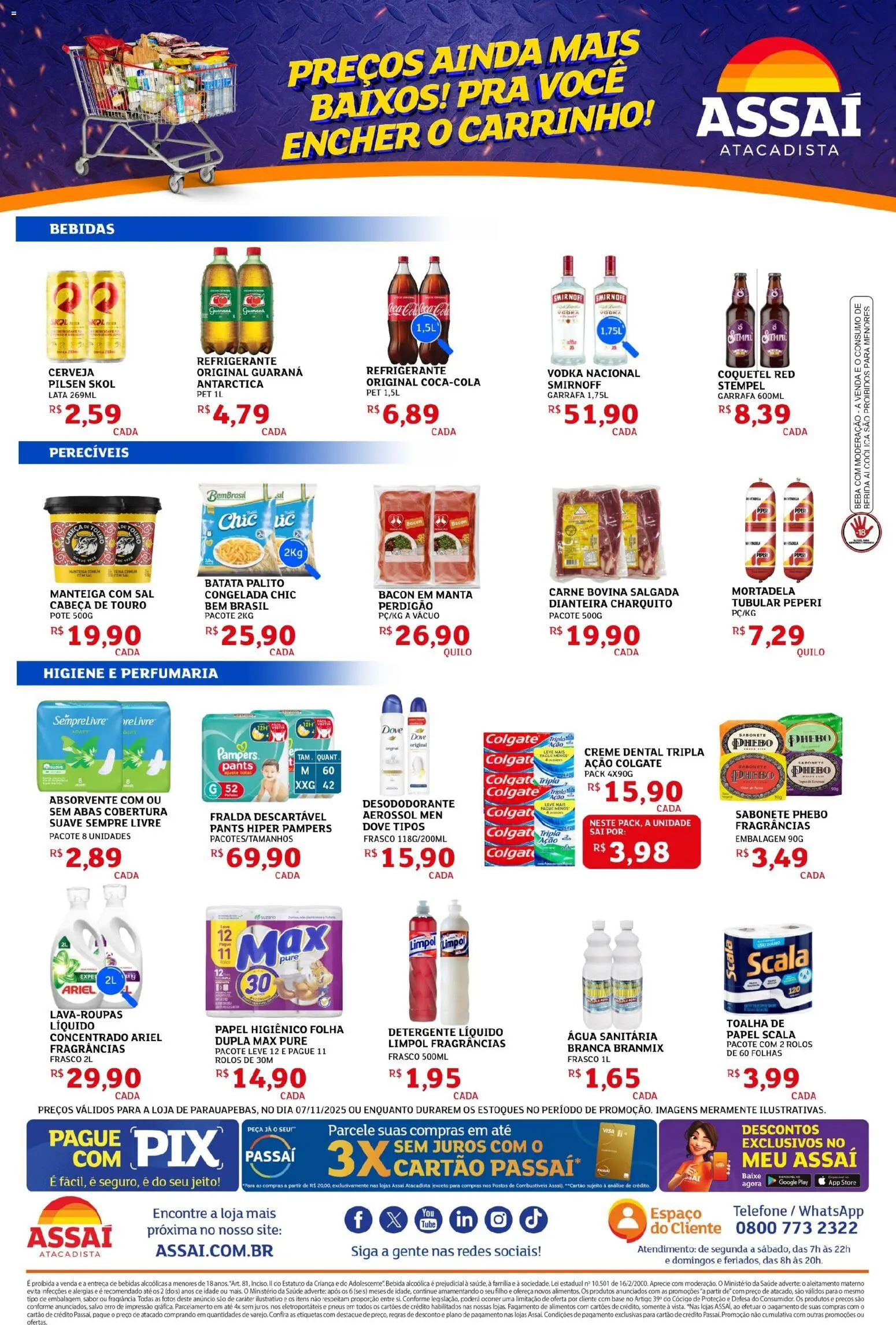 Assaí Atacadista Folheto - válido de 07.11.2025 | Página: 2 | Produtos: Detergente, Pneus, Carne, Creme