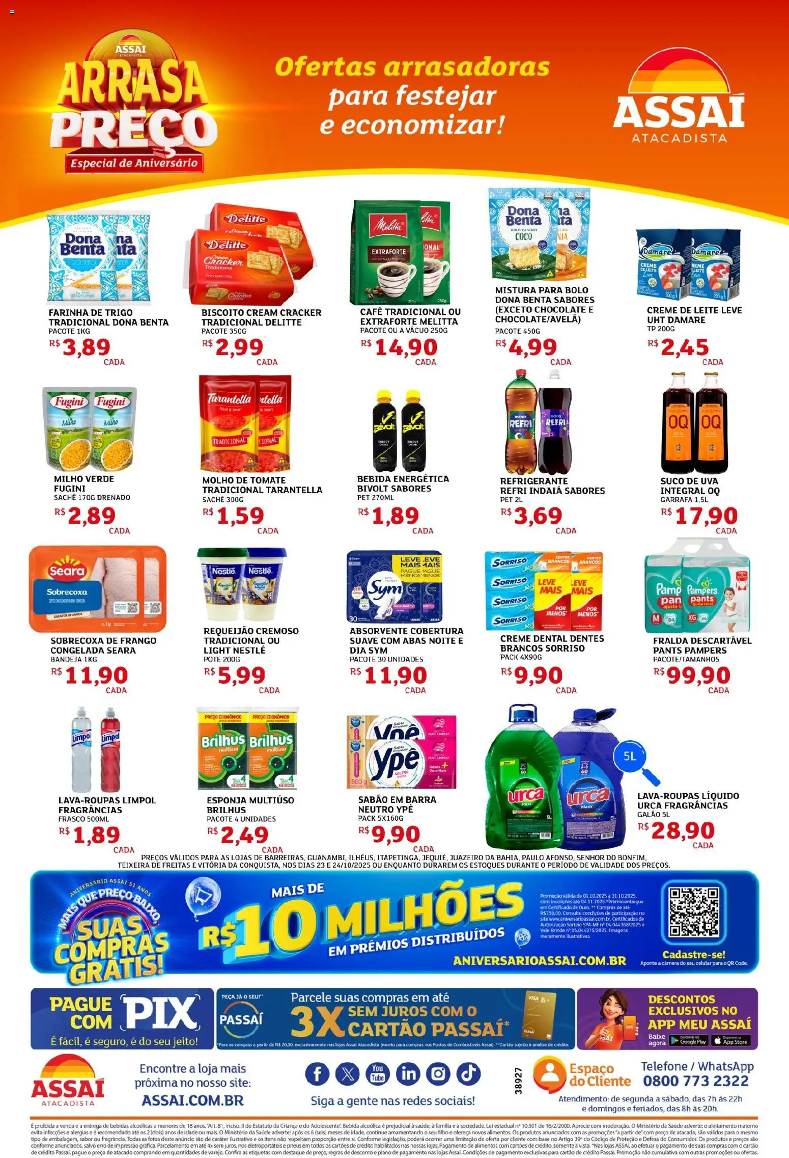 Assaí Atacadista Folheto - válido de 23.10.2025 | Página: 2 | Produtos: Biscoito, Leite, Telefone, Cream cracker
