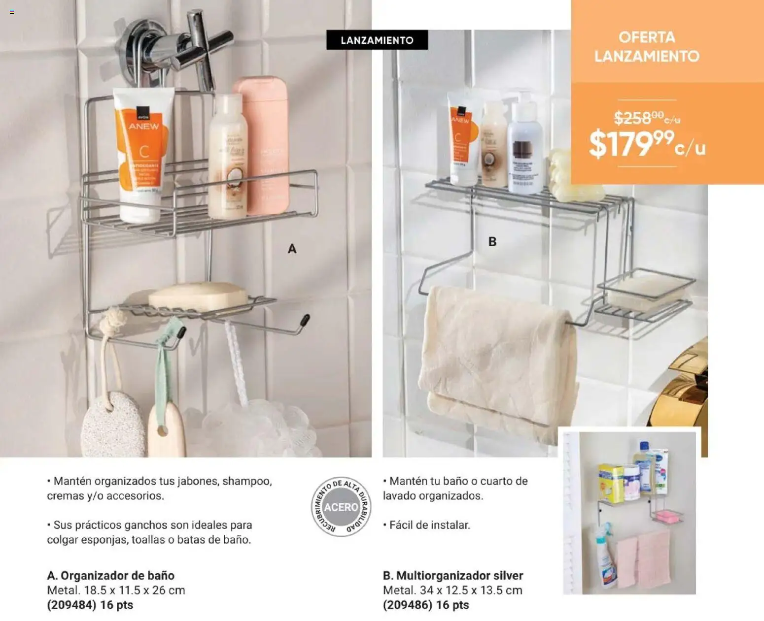 Nuevas ofertas de AVON válidas en toda la República Mexicana desde el 28.11.2025. ¡Encuentra las mejores ofertas en AVON Casa & Estilo 18 2025! | Página: 97 | Productos: Organizador, Toallas, Baño