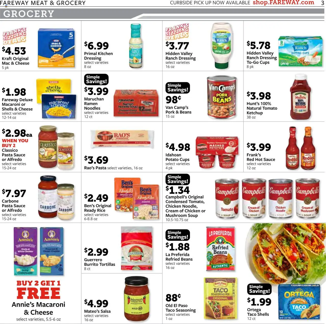 Fareway Weekly Ad - valid from 06.10.2025 | Page: 3 | Products: Noodles, Ketchup, Cream, Sauce