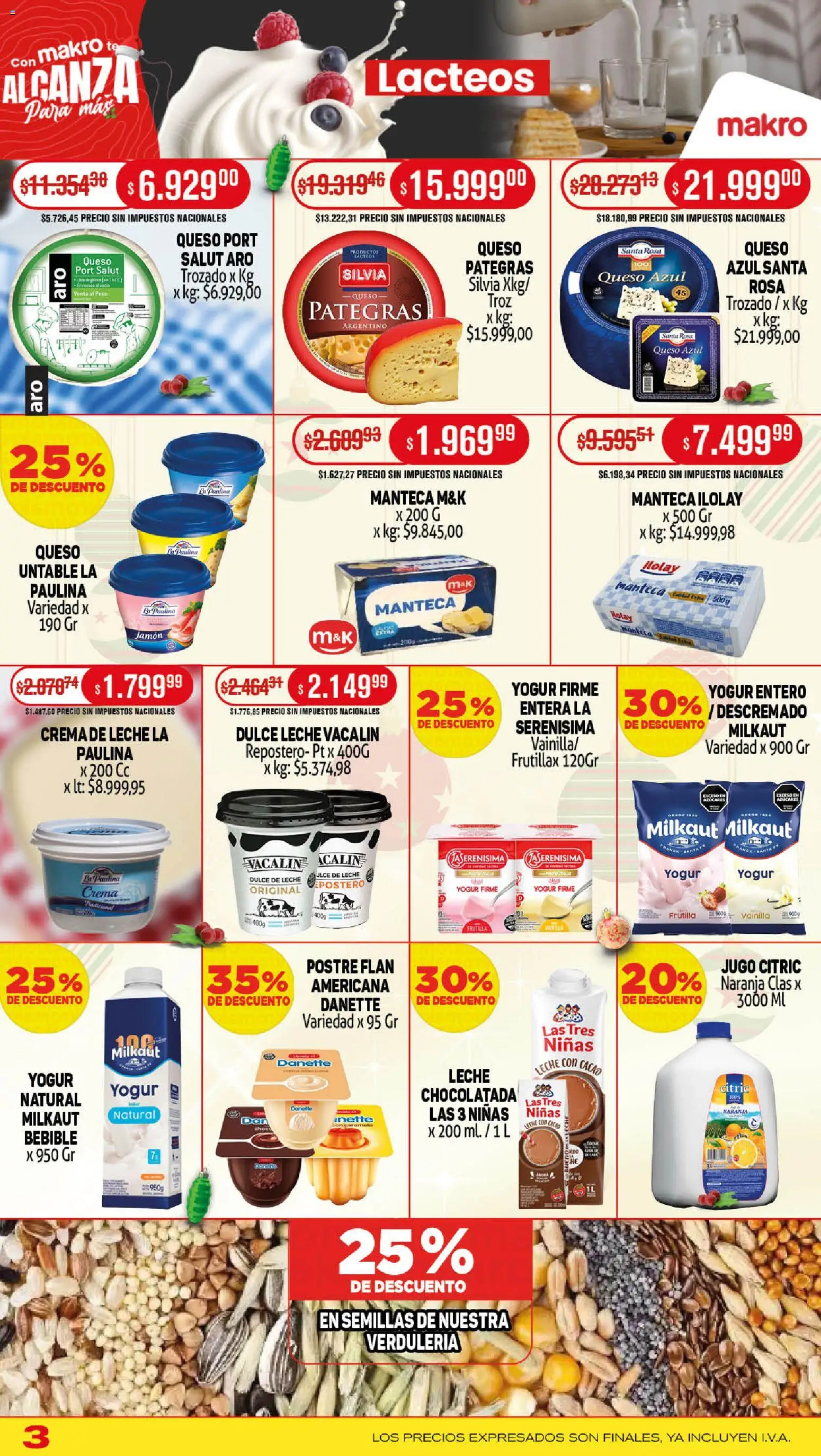 Makro ofertas │ válido desde el 11.12.2025 | Página: 3 | Productos: Leche, Chocolatada, Té, Crema