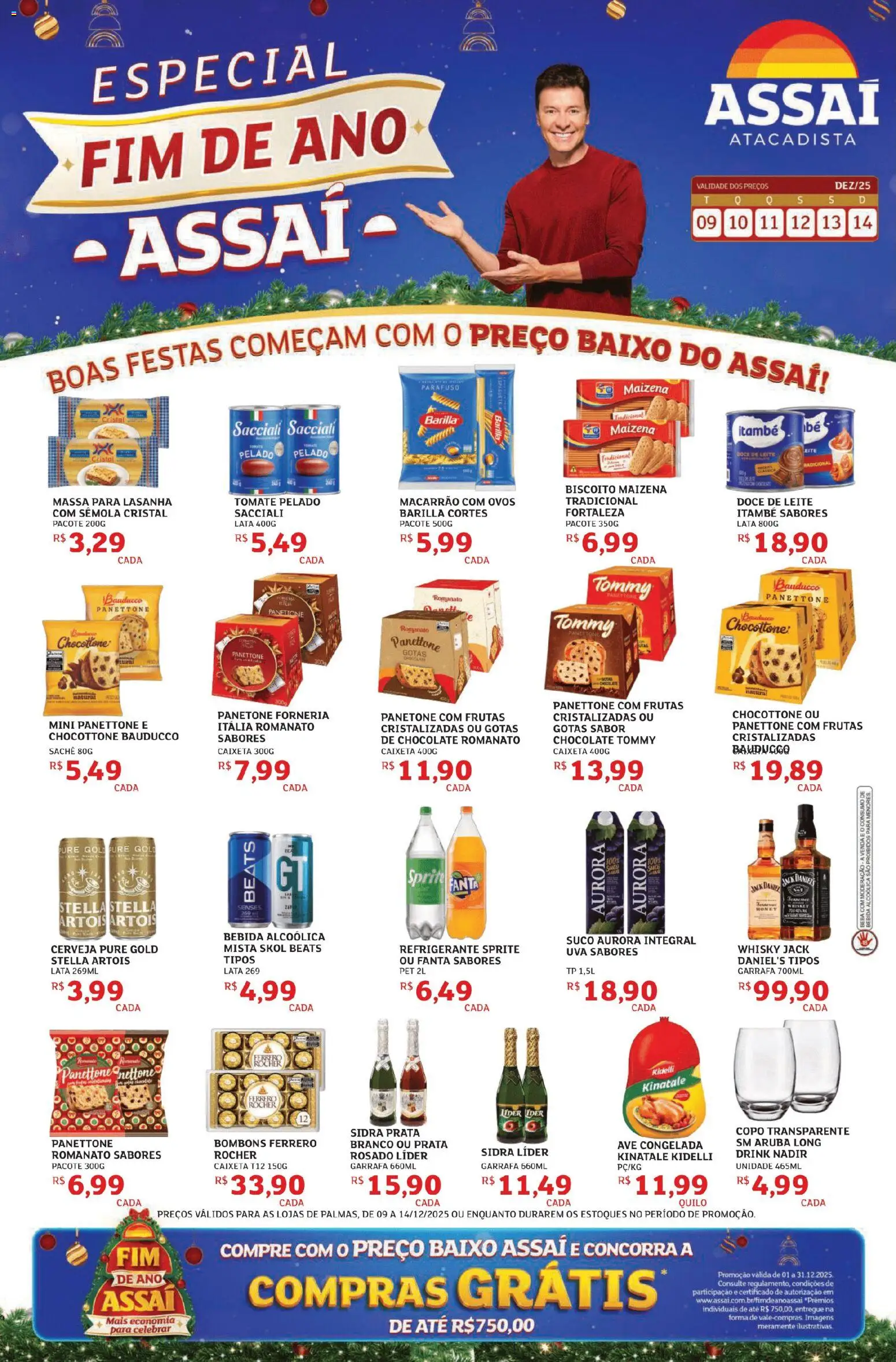 Assaí Atacadista Folheto - válido de 09.12.2025 | Página: 1 | Produtos: Espaguete, Cerveja, Refrigerante, Panetone