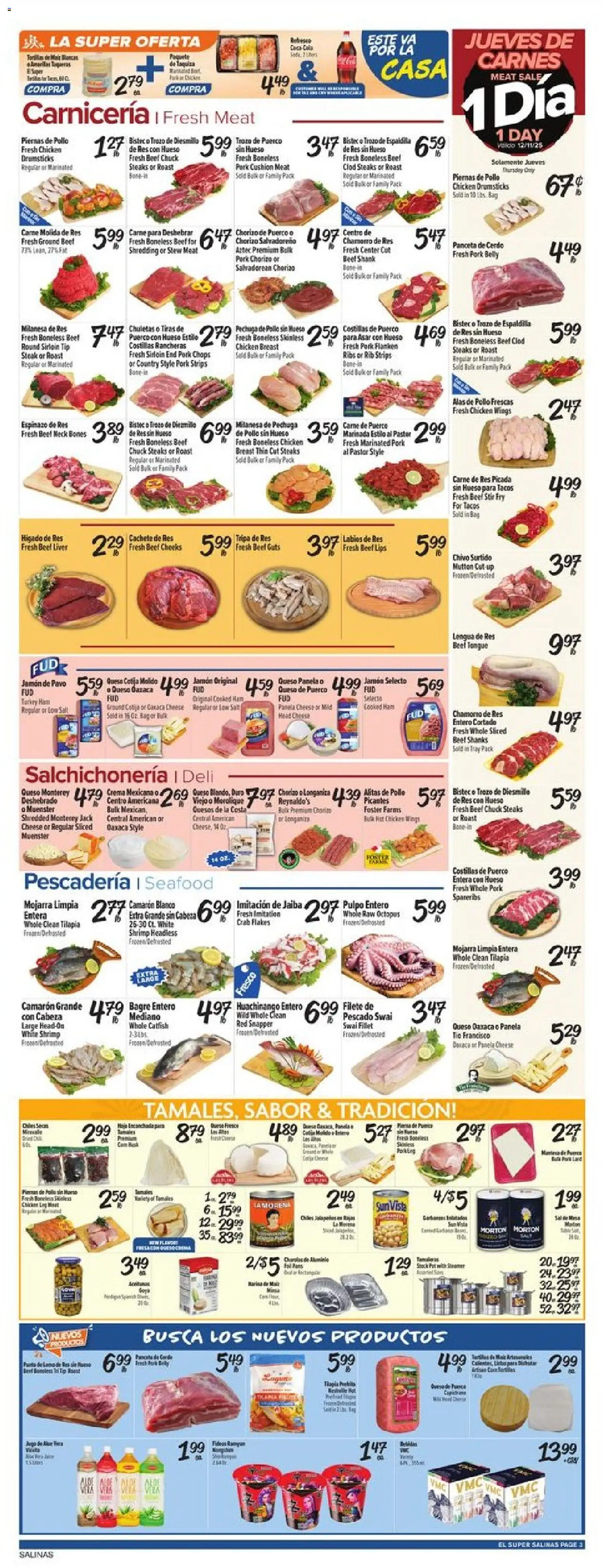 El Super Weekly Ad - valid from 10.12.2025 | Page: 3 | Products: Cheese, Ham, Pork, Seafood
