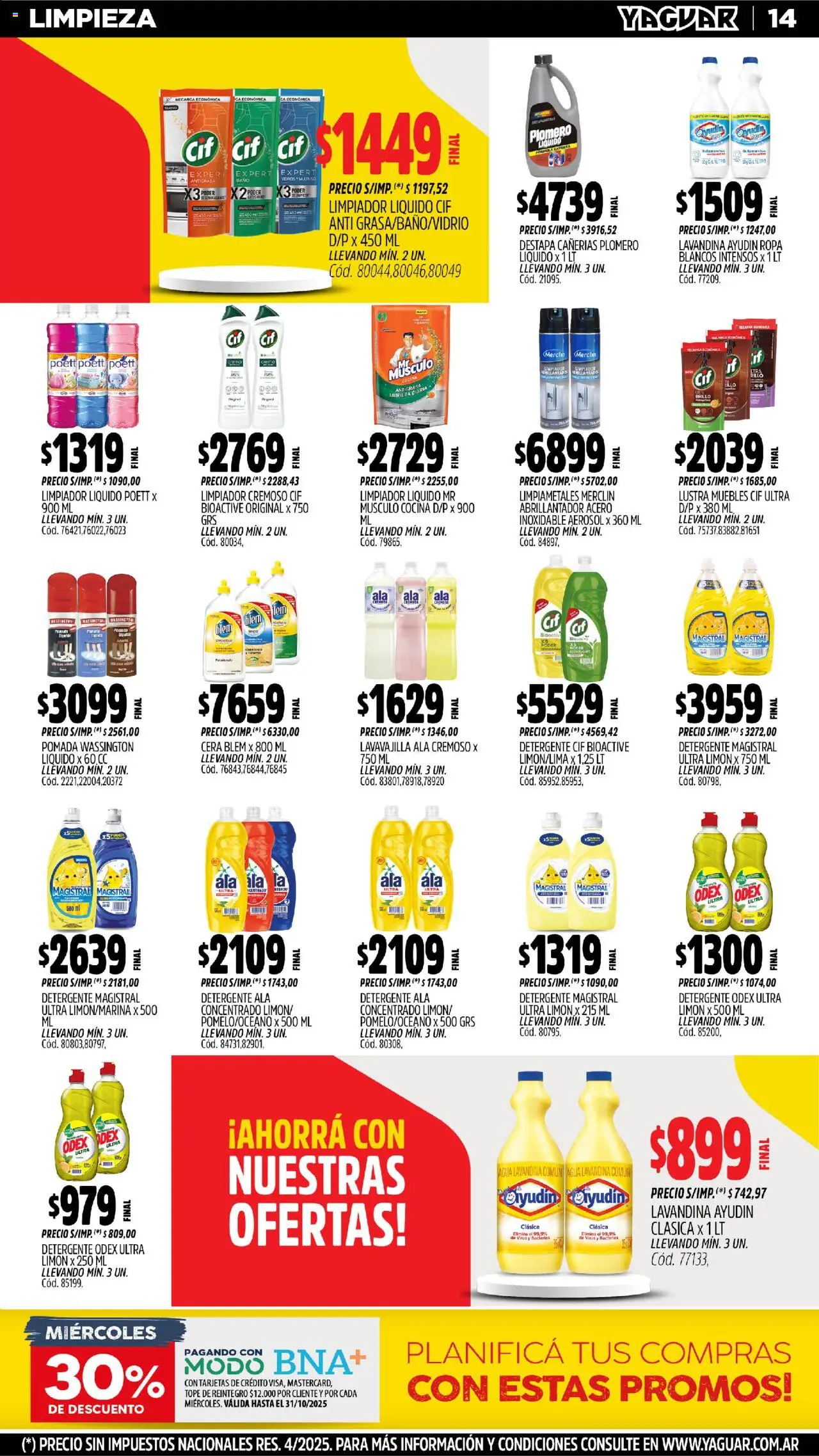 Yaguar - General Roca │ válido desde el 20.10.2025 | Página: 14 | Productos: Lavandina, Pomada, Abrillantador, Limpiador