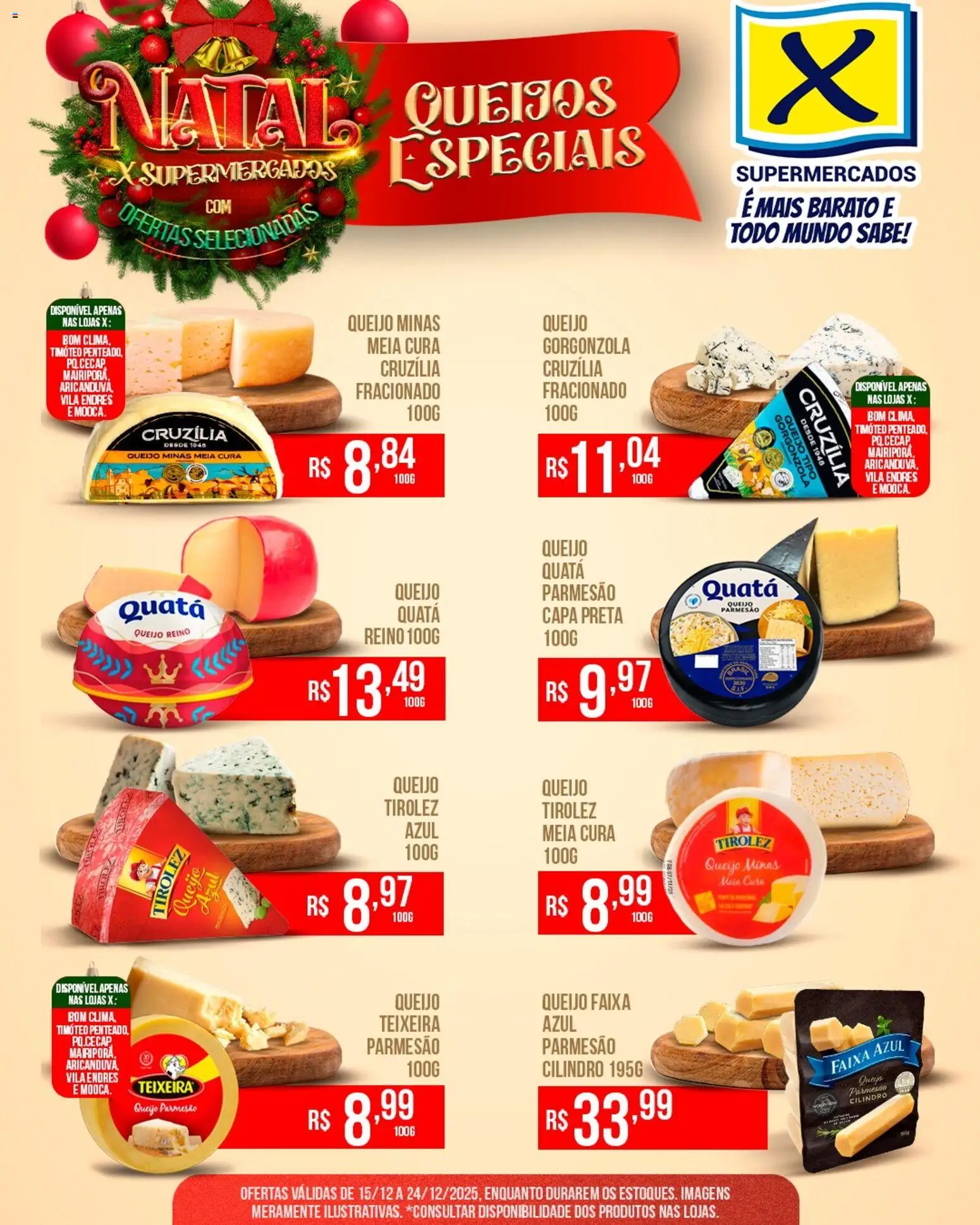 X Supermercados Folheto - válido de 15.12.2025 | Página: 5 | Produtos: Queijo, Parmesão, Queijo parmesão