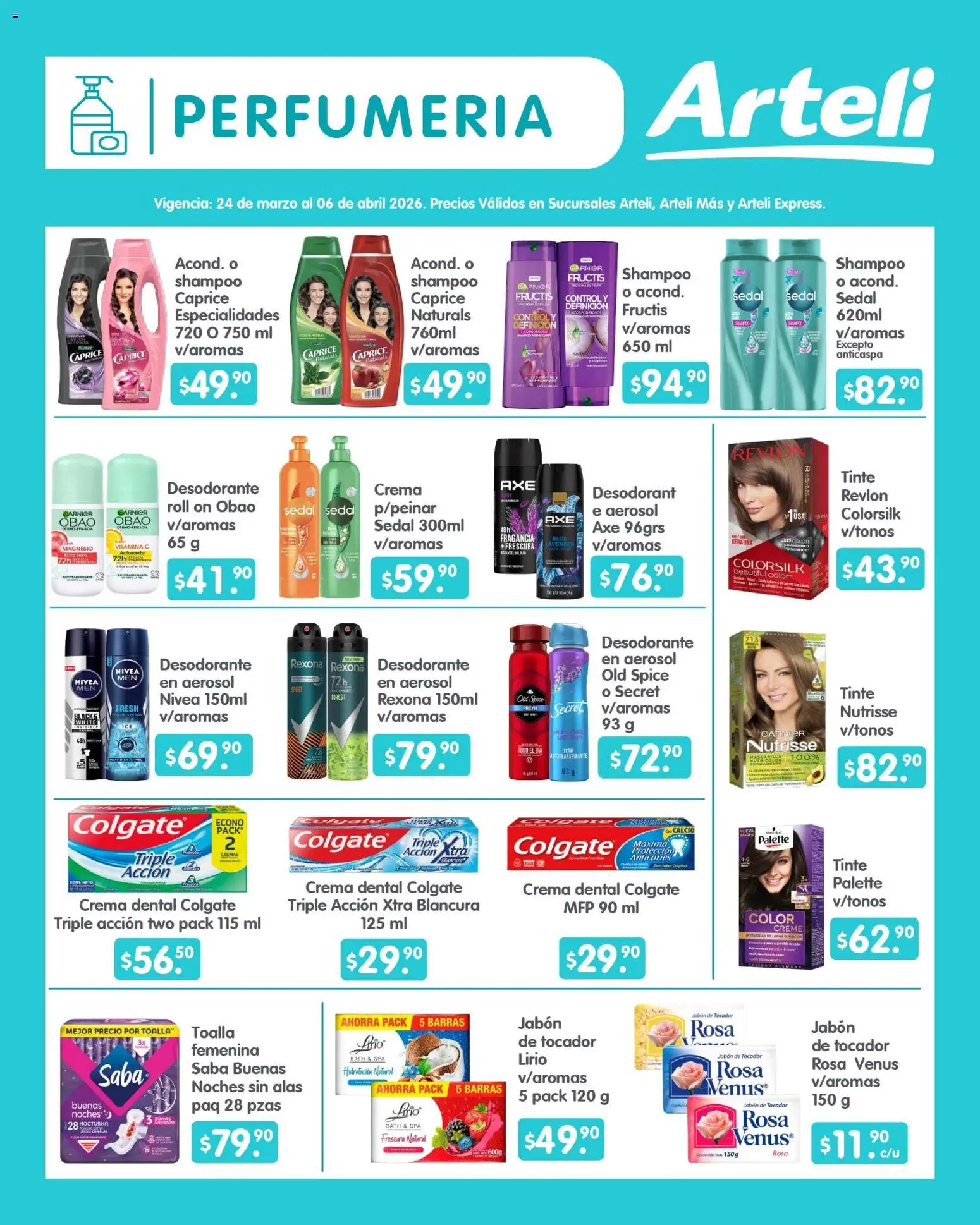 Nuevas ofertas de Arteli válidas en toda la República Mexicana desde el 24.03.2026. ¡Encuentra las mejores ofertas en Arteli folleto Quincenal! | Página: 13 | Productos: Desodorante, Crema, Toalla, Fragancia