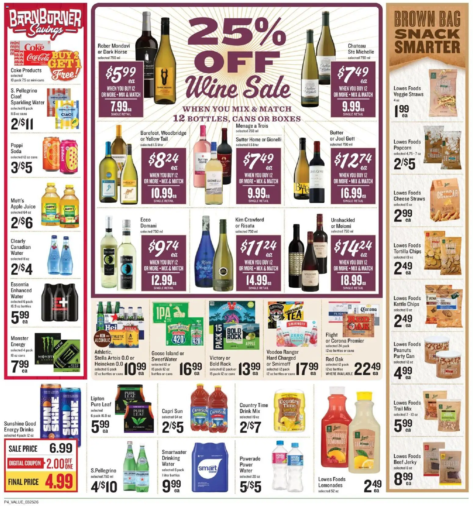 Lowes Foods Weekly Ad - NC - valid from 25.03.2026 | Page: 5 | Products: Cheese, Juice, Beef, Chips