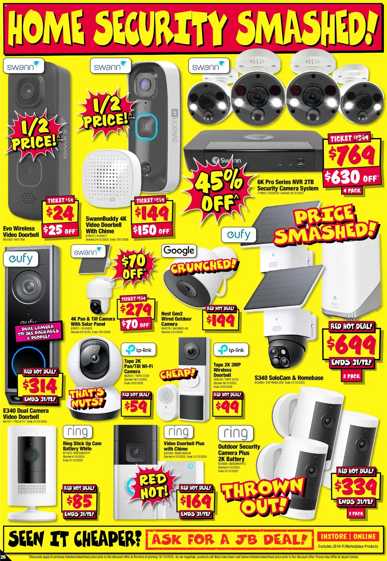 JB Hi-Fi catalogue - valid from 26.12.2025 | Page: 26 | Products: Battery, Nuts, Doorbell, Camera