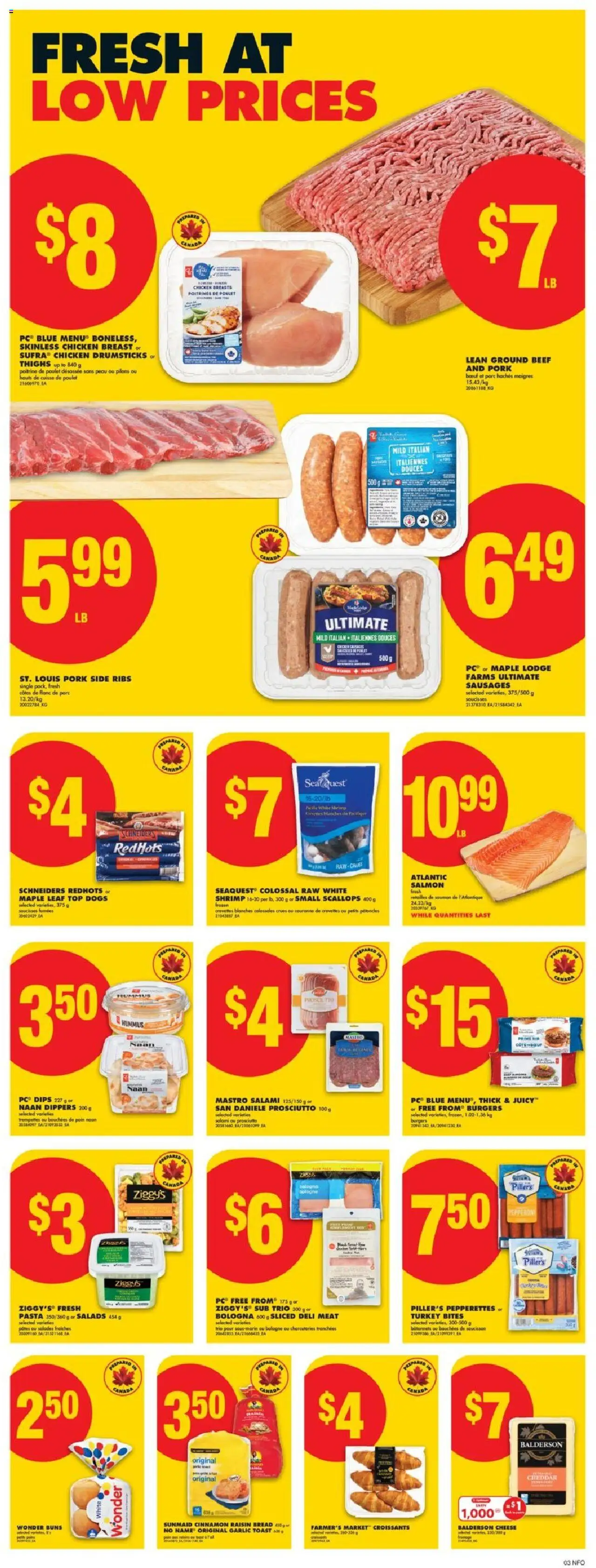 No Frills flyer valid from 11.09.2025 | Page: 4 | Products: Chicken breasts, Turkey, Cheese, Salami