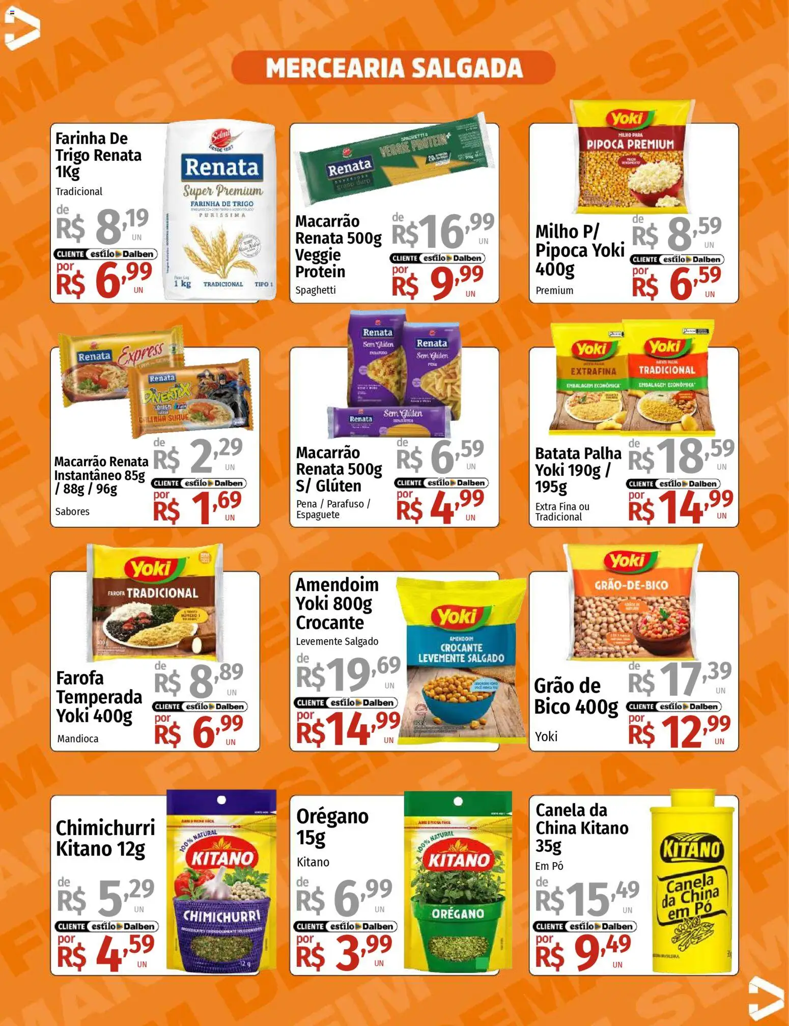 Supermercado Dalben Folheto - válido de 24.10.2025 | Página: 8 | Produtos: Batata palha, Batata, Farofa, Canela