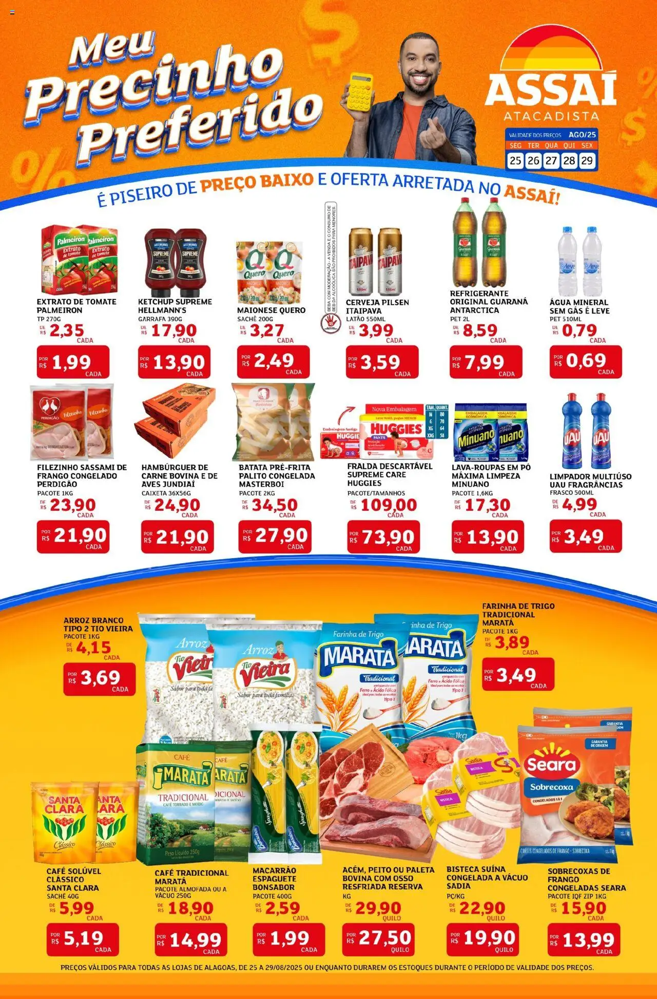 Assaí Atacadista Folheto - válido de 25.08.2025 | Página: 1 | Produtos: Almofada, Cerveja, Arroz, Maionese