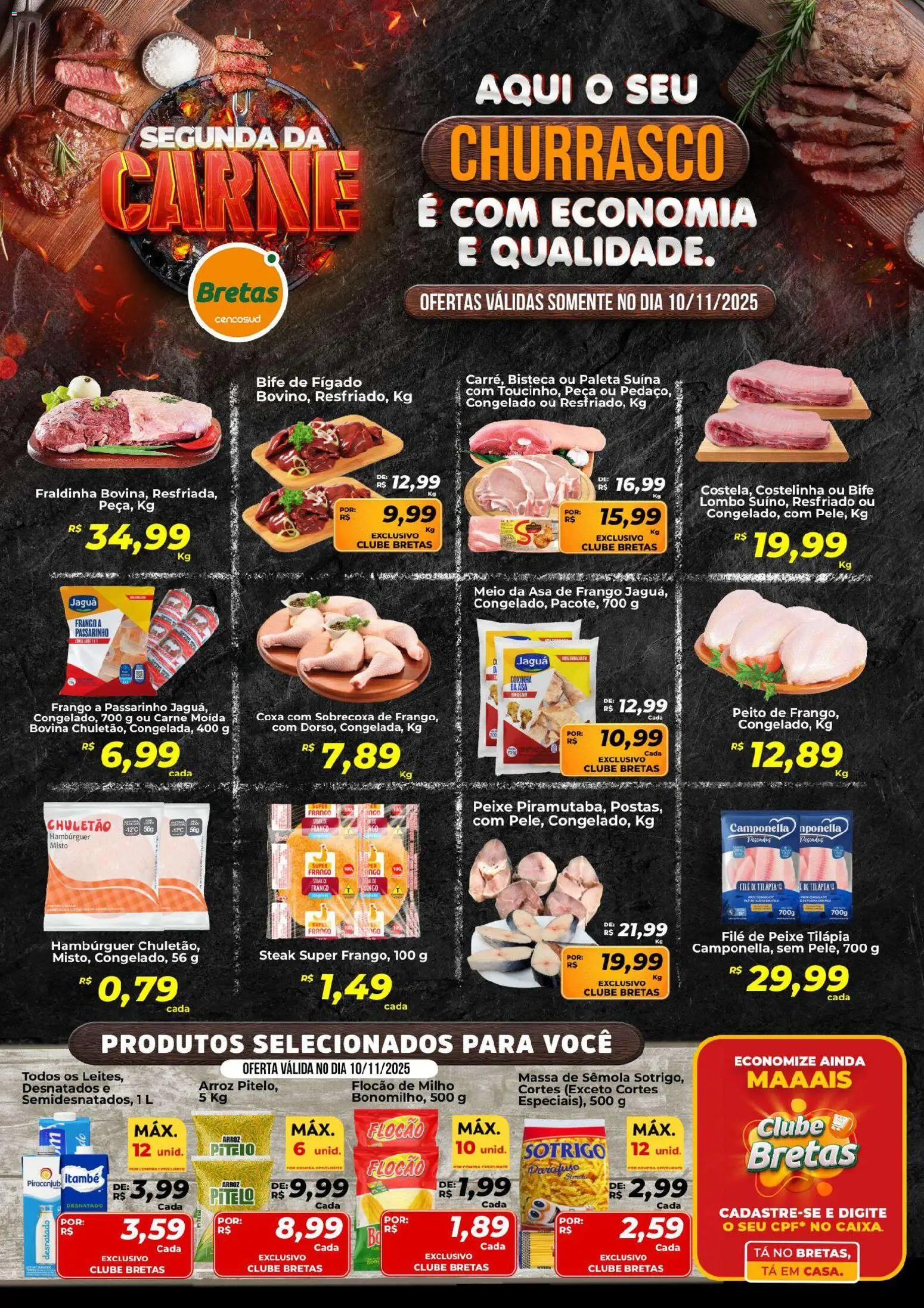 Bretas Folheto - válido de 10.11.2025 | Página: 1 | Produtos: Fraldinha, Lombo, Massa, Frango