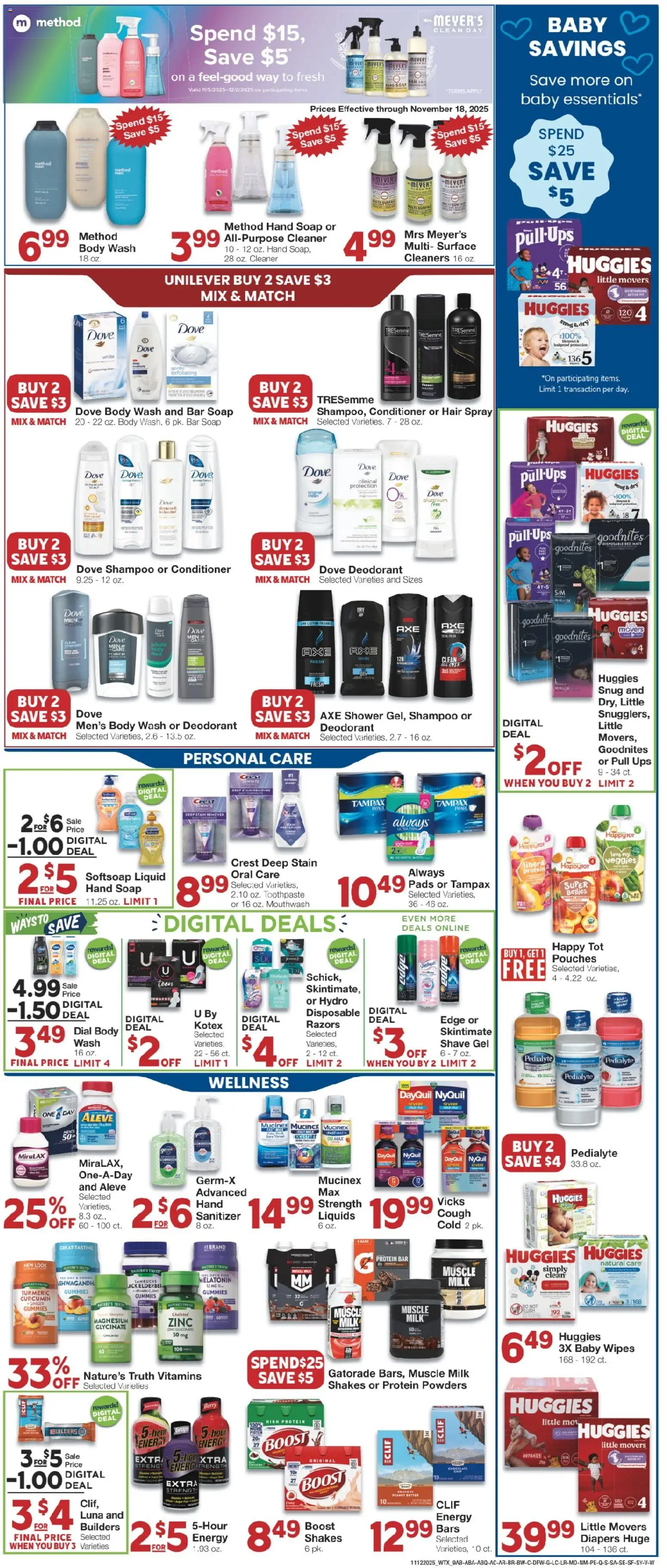 United Supermarkets Weekly Ad - valid from 11.11.2025 | Page: 9 | Products: Magnesium, Axe, Deodorant, Mouthwash