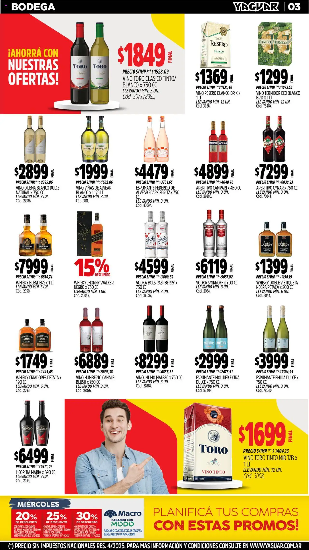 Yaguar - General Roca │ válido desde el 13.10.2025 | Página: 3 | Productos: Vodka, Whisky, Banco, Vino