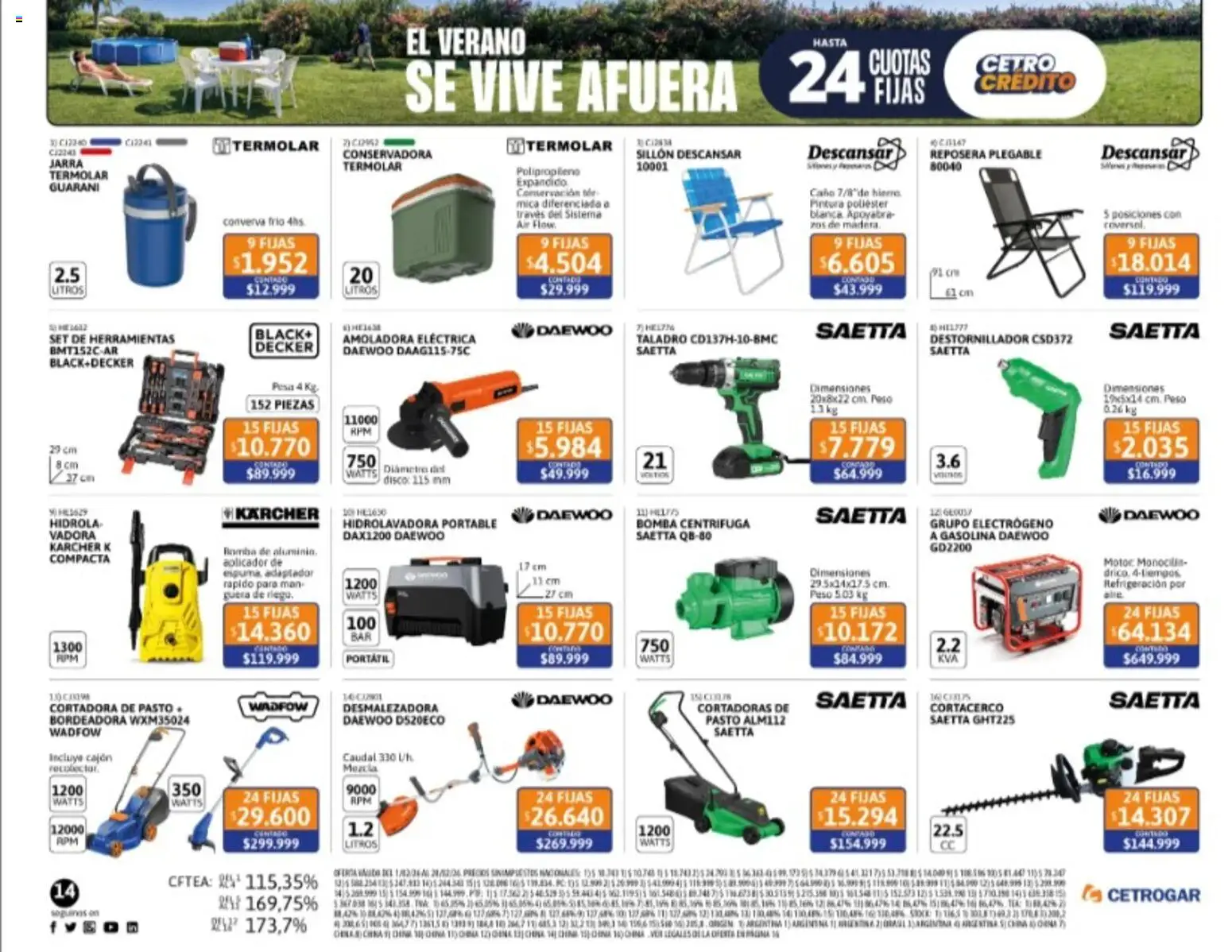 Cetrogar catálogo │ válido desde el 01.02.2026 | Página: 14 | Productos: Conservadora, Disco, Taladro, Bordeadora