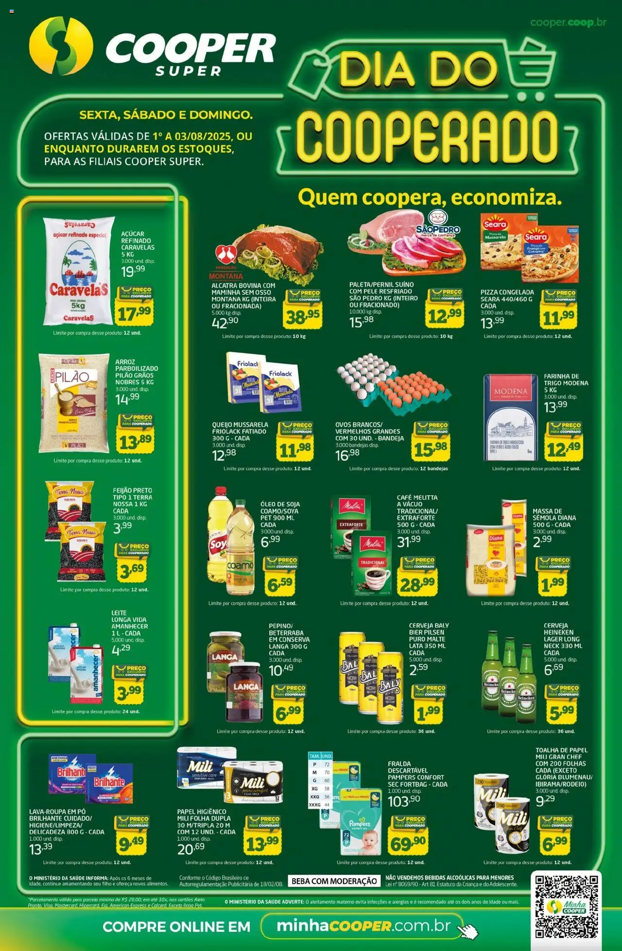 Cooper Folheto - válido de 01.08.2025 | Página: 1 | Produtos: Feijão, Farinha de trigo, Arroz, Bandeja