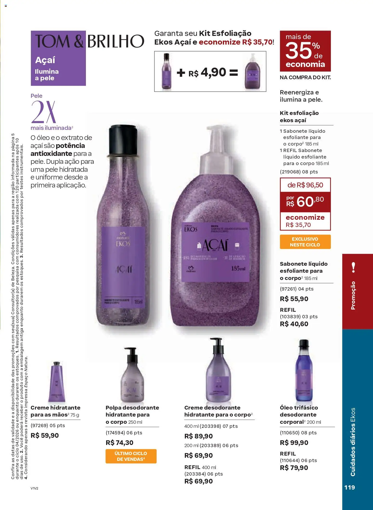Natura Folheto - válido de 19.02.2026 | Página: 119 | Produtos: Desodorante, Creme, Sabonete, Açaí